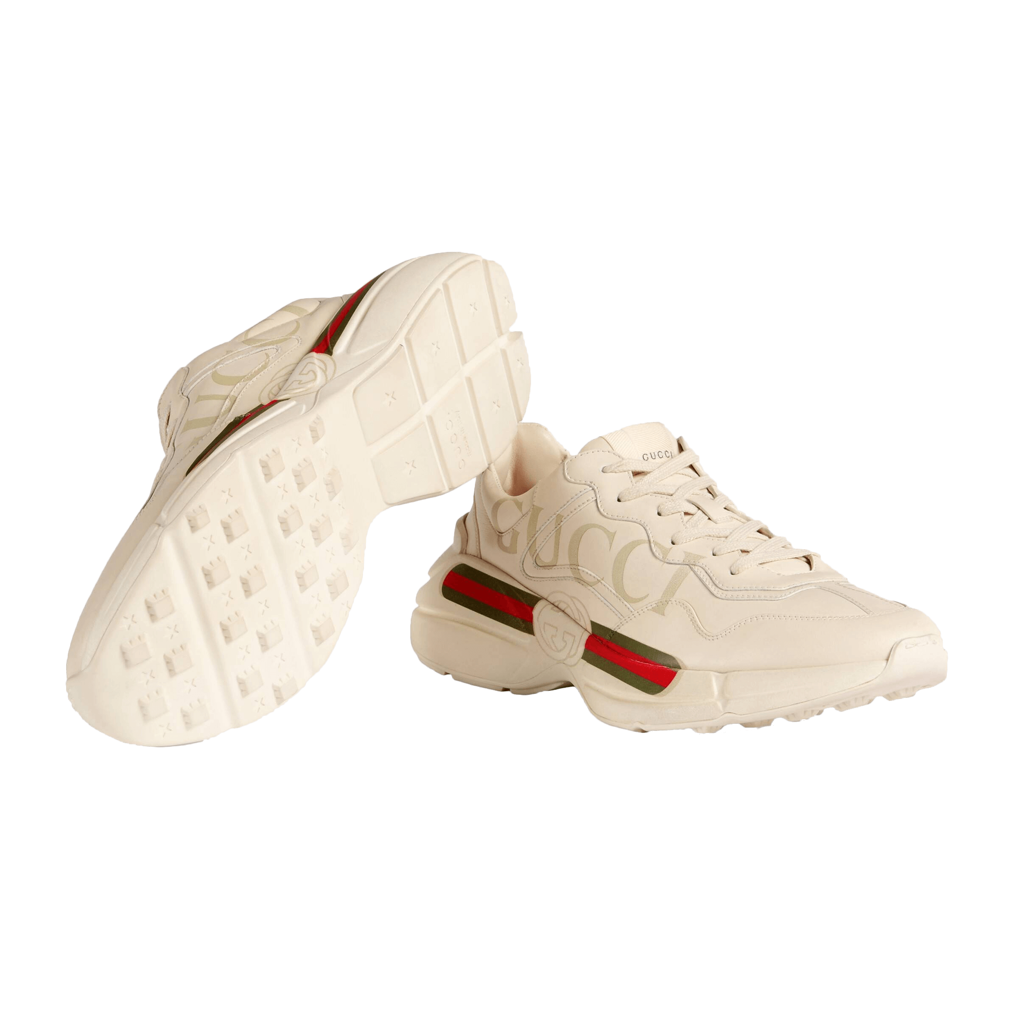 Gucci Men's Rhyton Gucci Logo Leather Sneaker