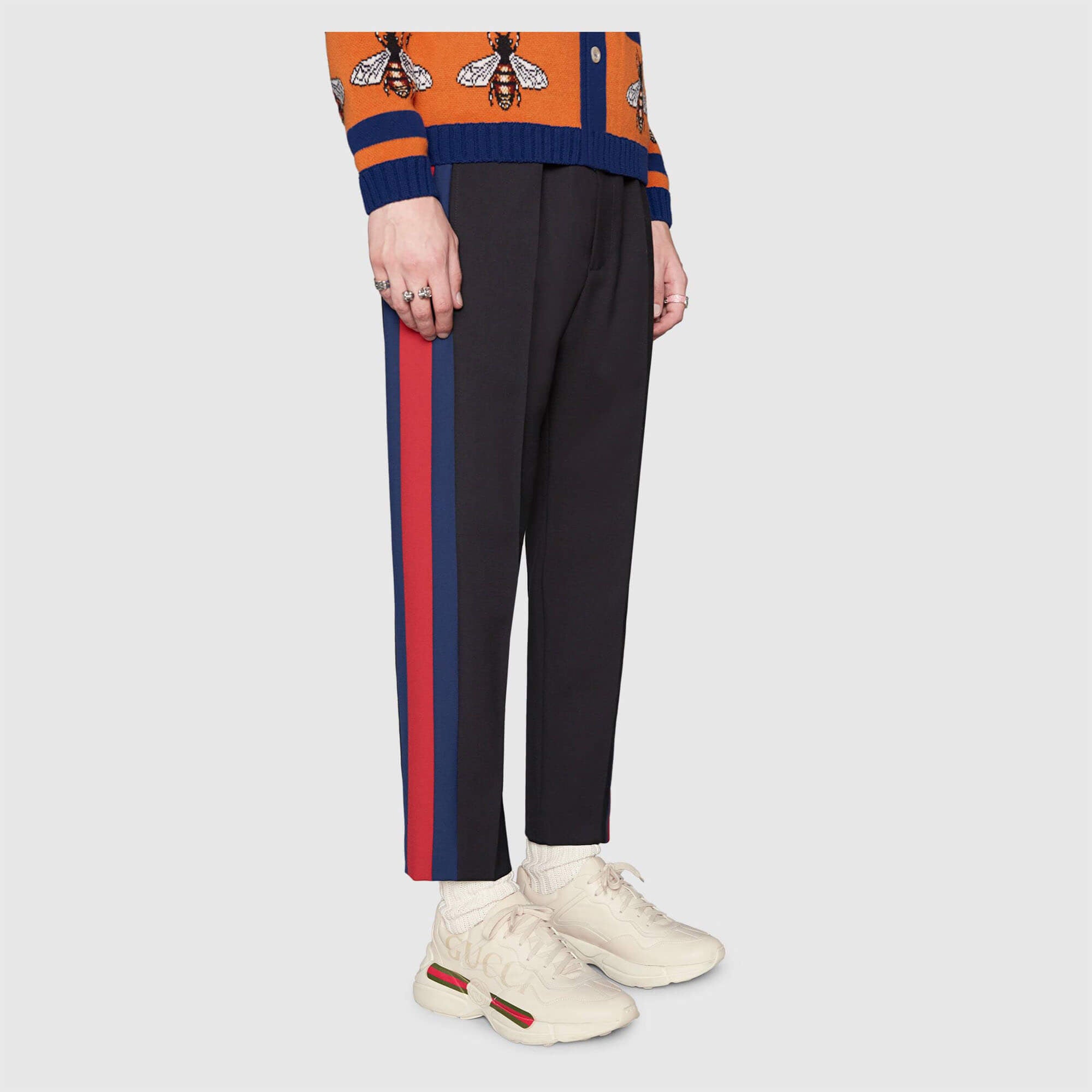 Gucci Men's Rhyton Gucci Logo Leather Sneaker