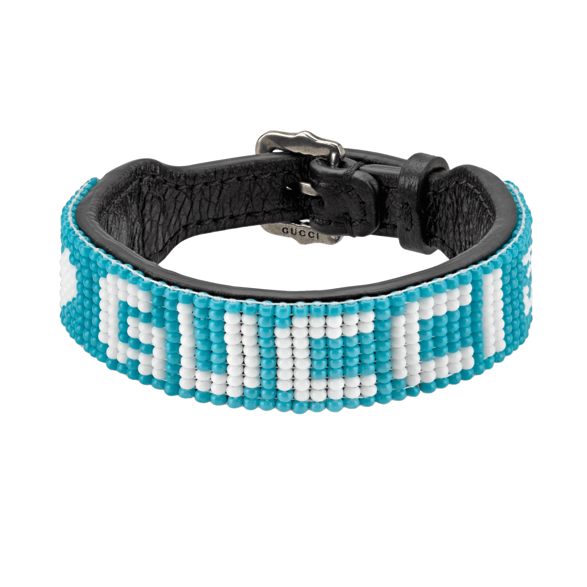 Gucci Leather Beaded 'Gucci' Bracelet blue