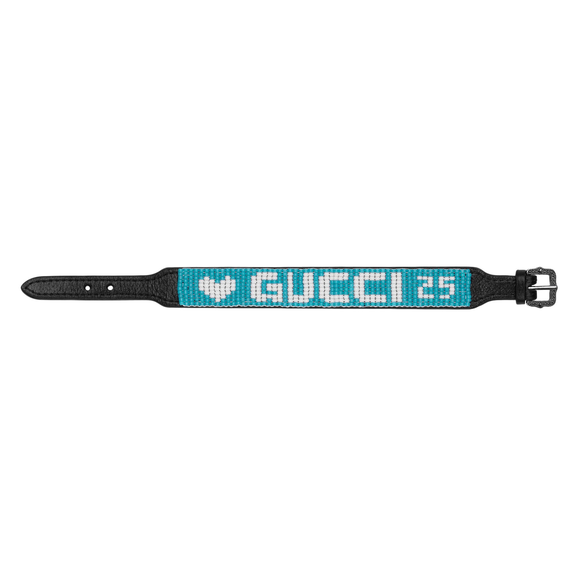 Gucci Leather Beaded 'Gucci' Bracelet blue