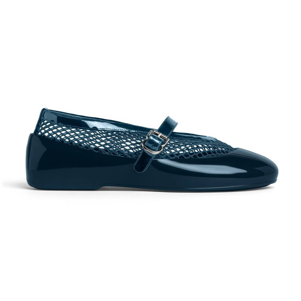 Alaïa Ballet Flats In Fishnet & Rubber Overshoes