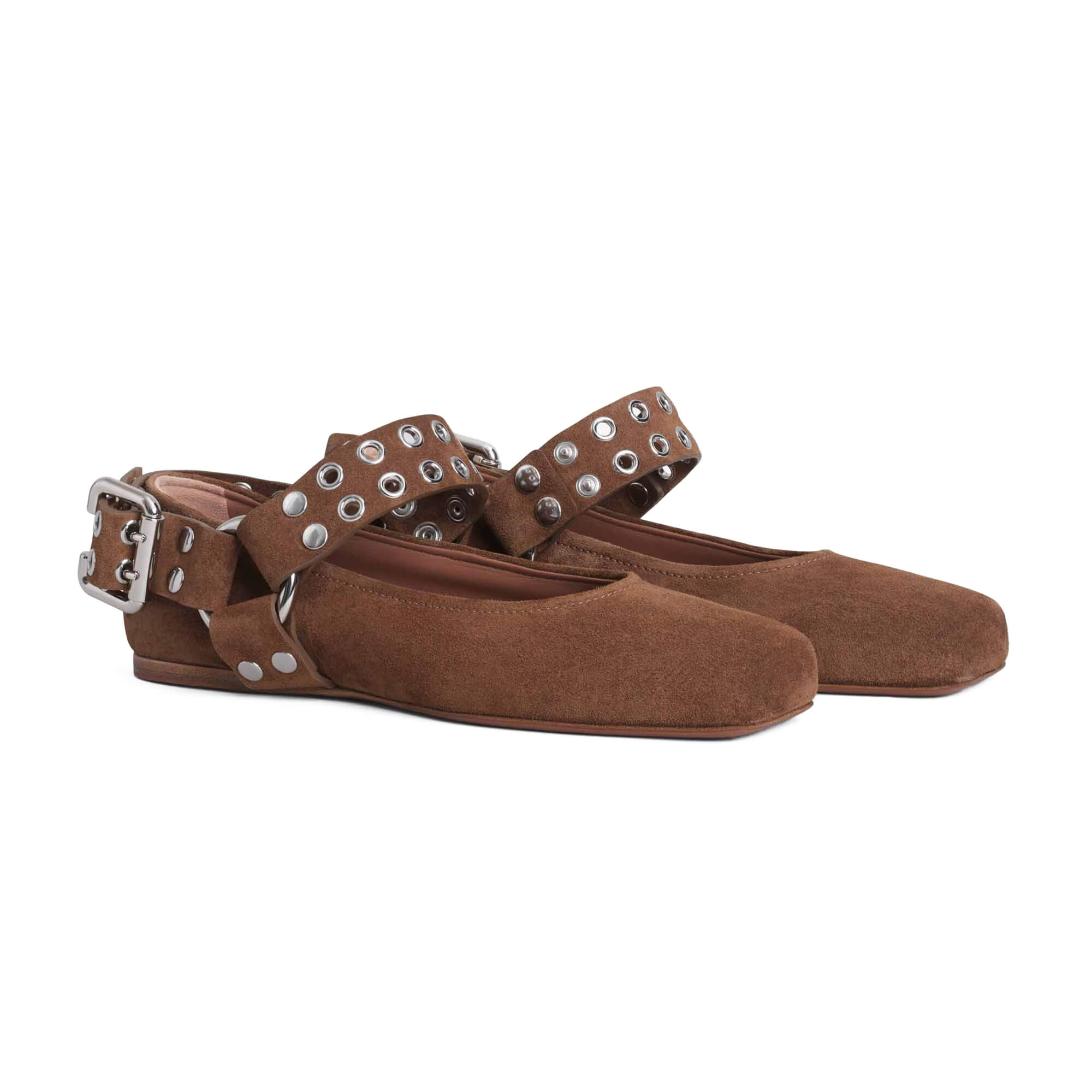 Alaïa Biker Ballet Flats In Suede