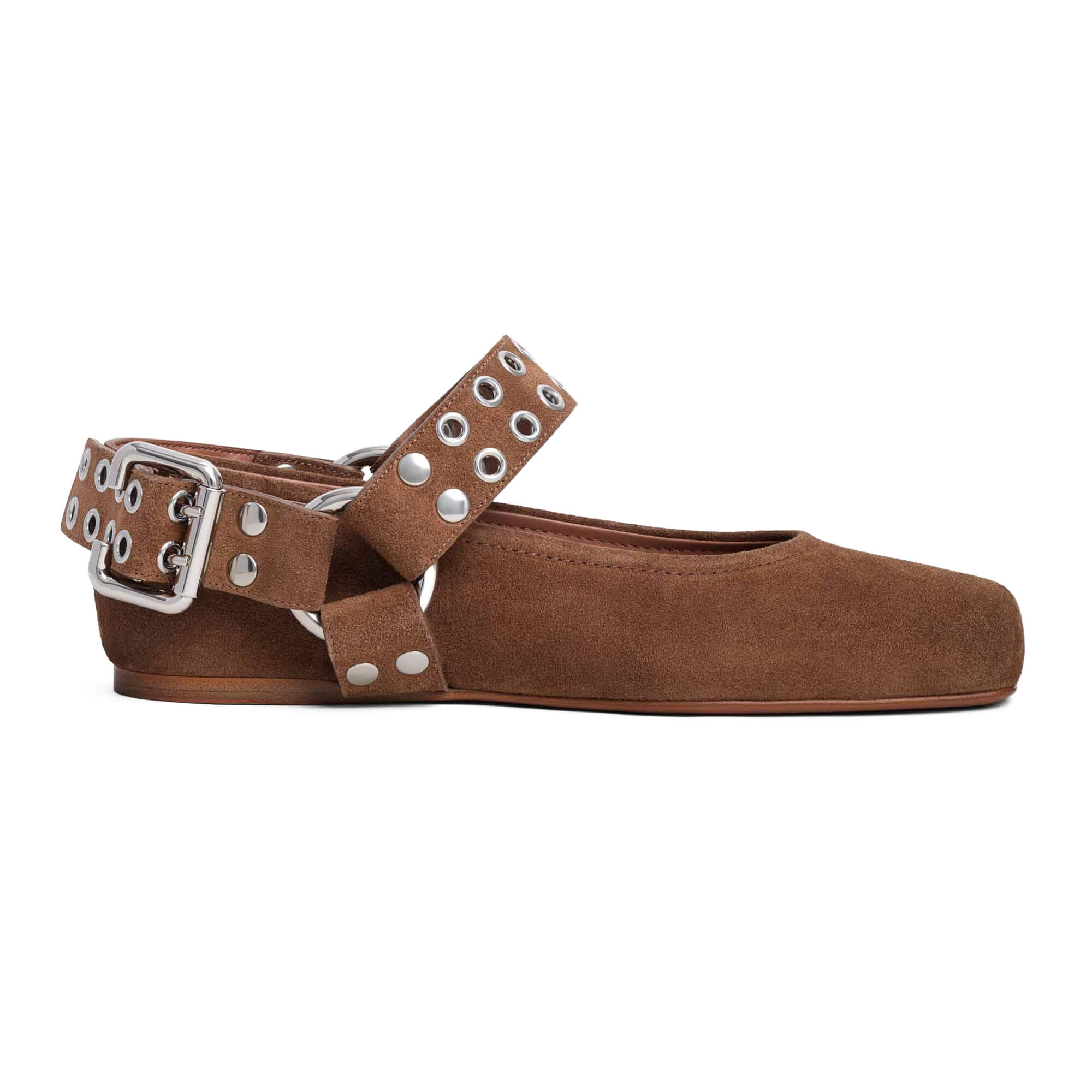 Alaïa Biker Ballet Flats In Suede