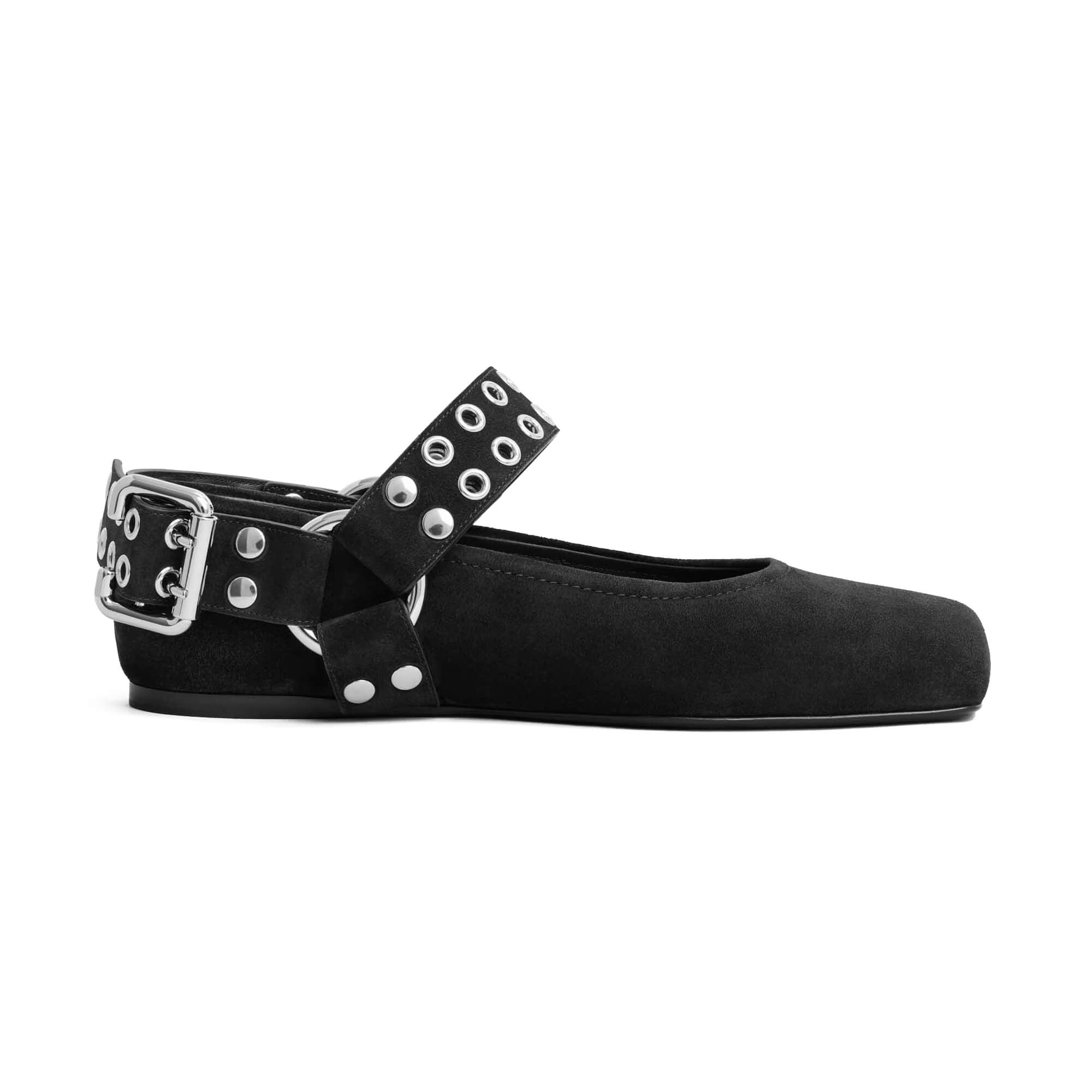 Alaïa Biker Ballet Flats In Suede