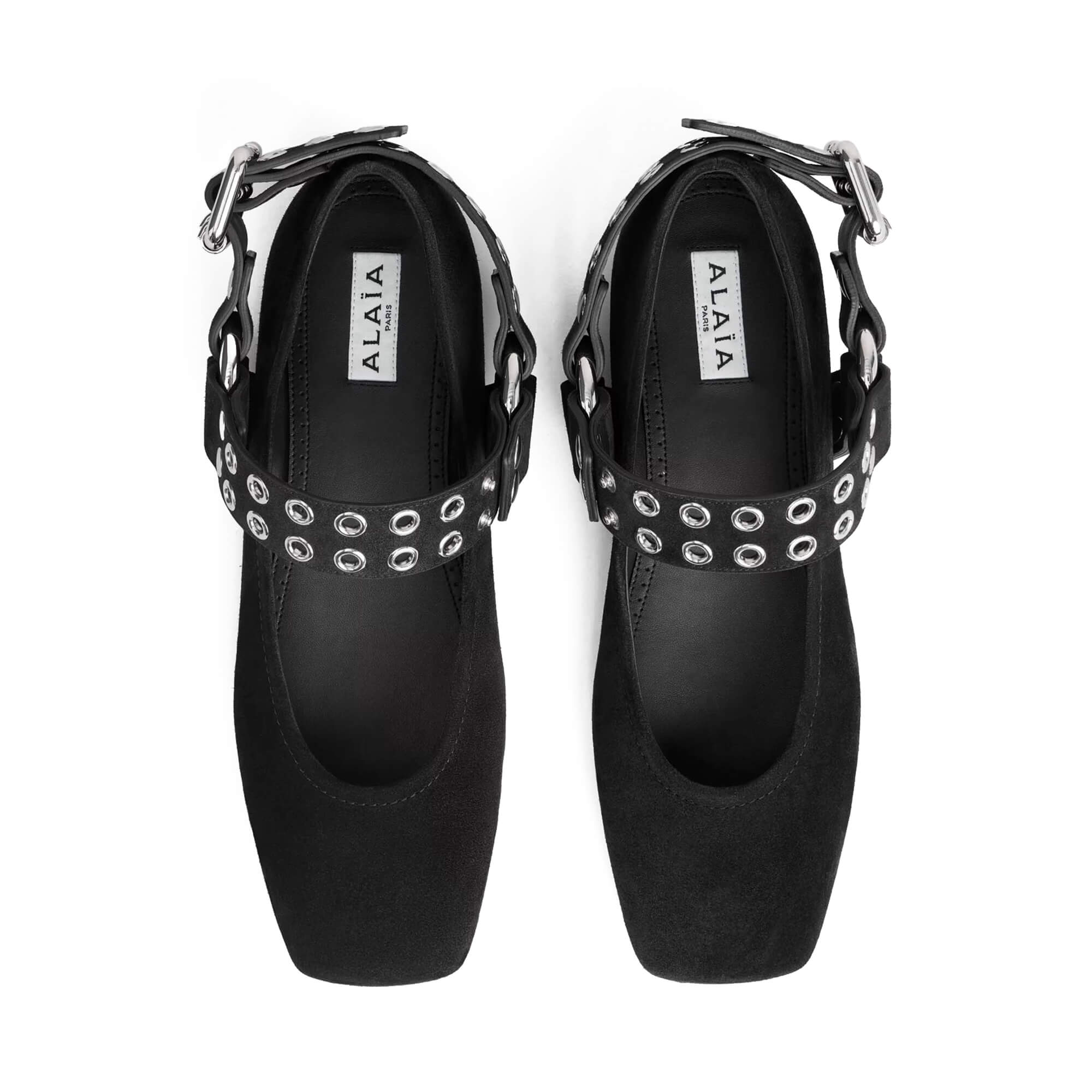 Alaïa Biker Ballet Flats In Suede