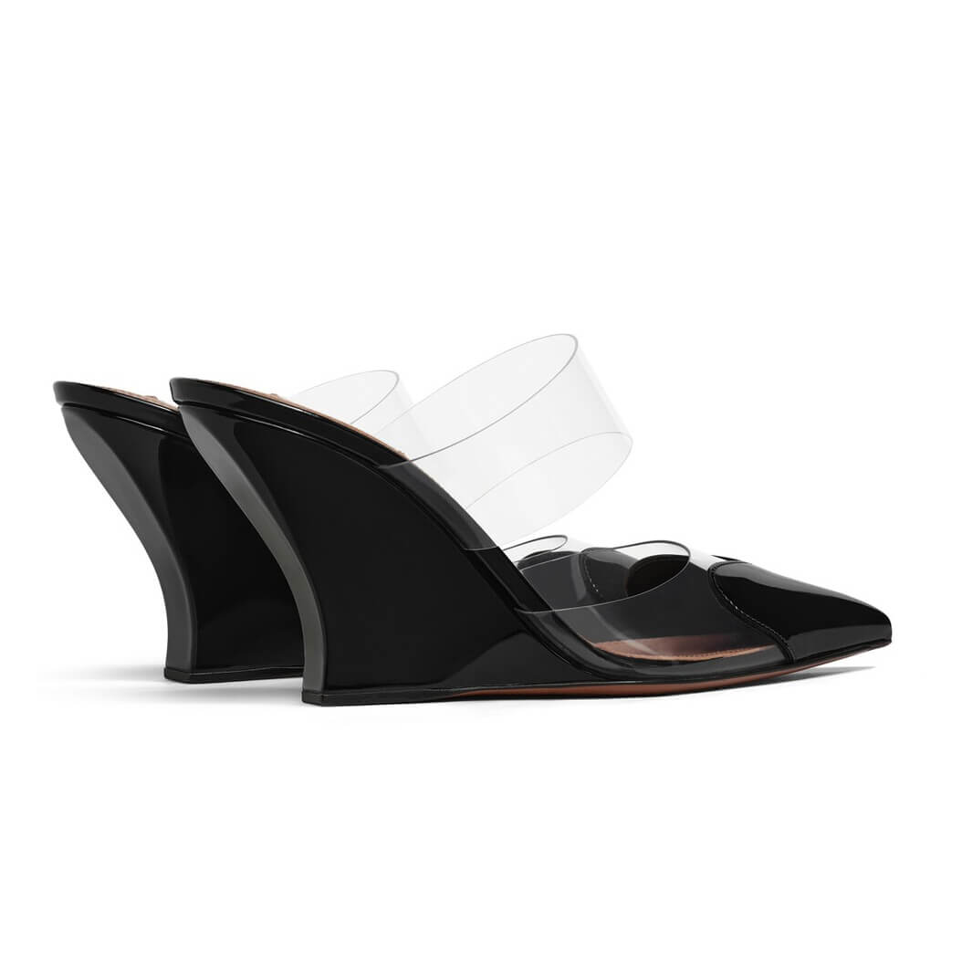 Alaïa Le Coeur Wedge Mules In Patent Leather