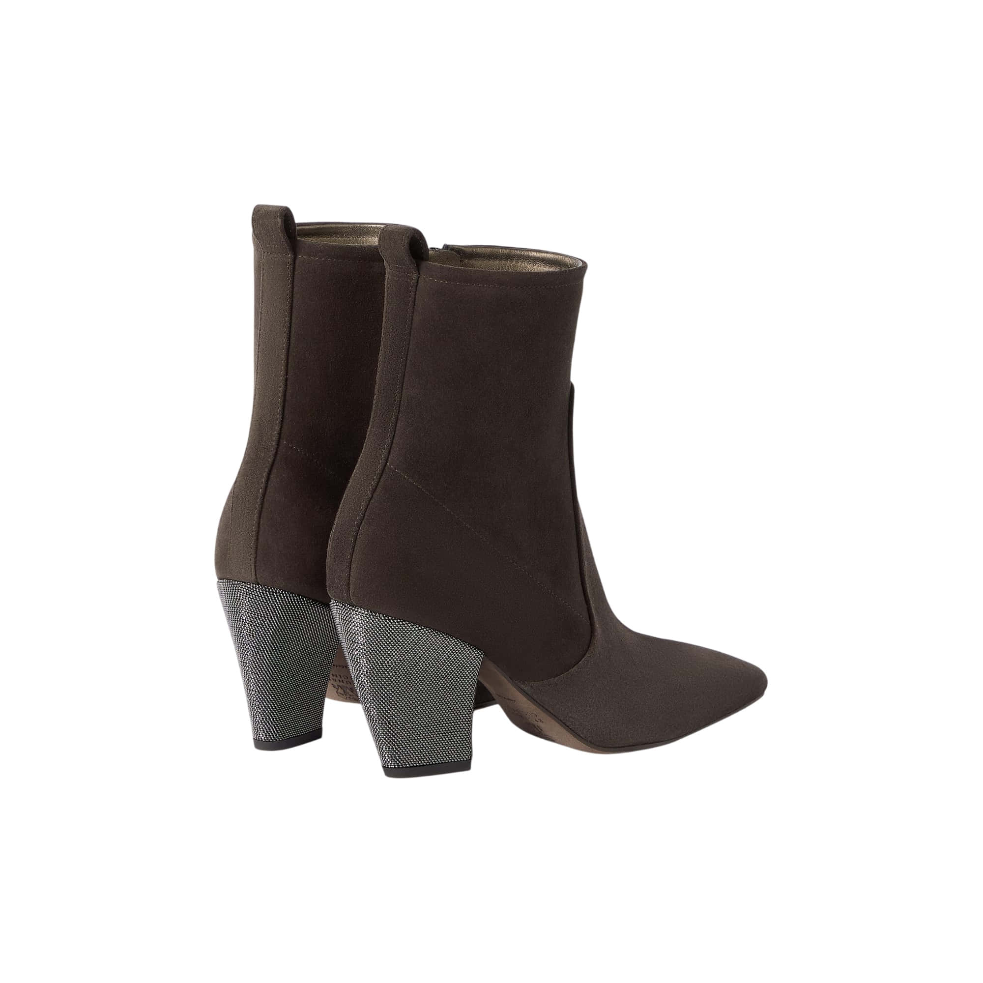 Brunello Cucinelli Suede Ankle Boots With Precious Heel