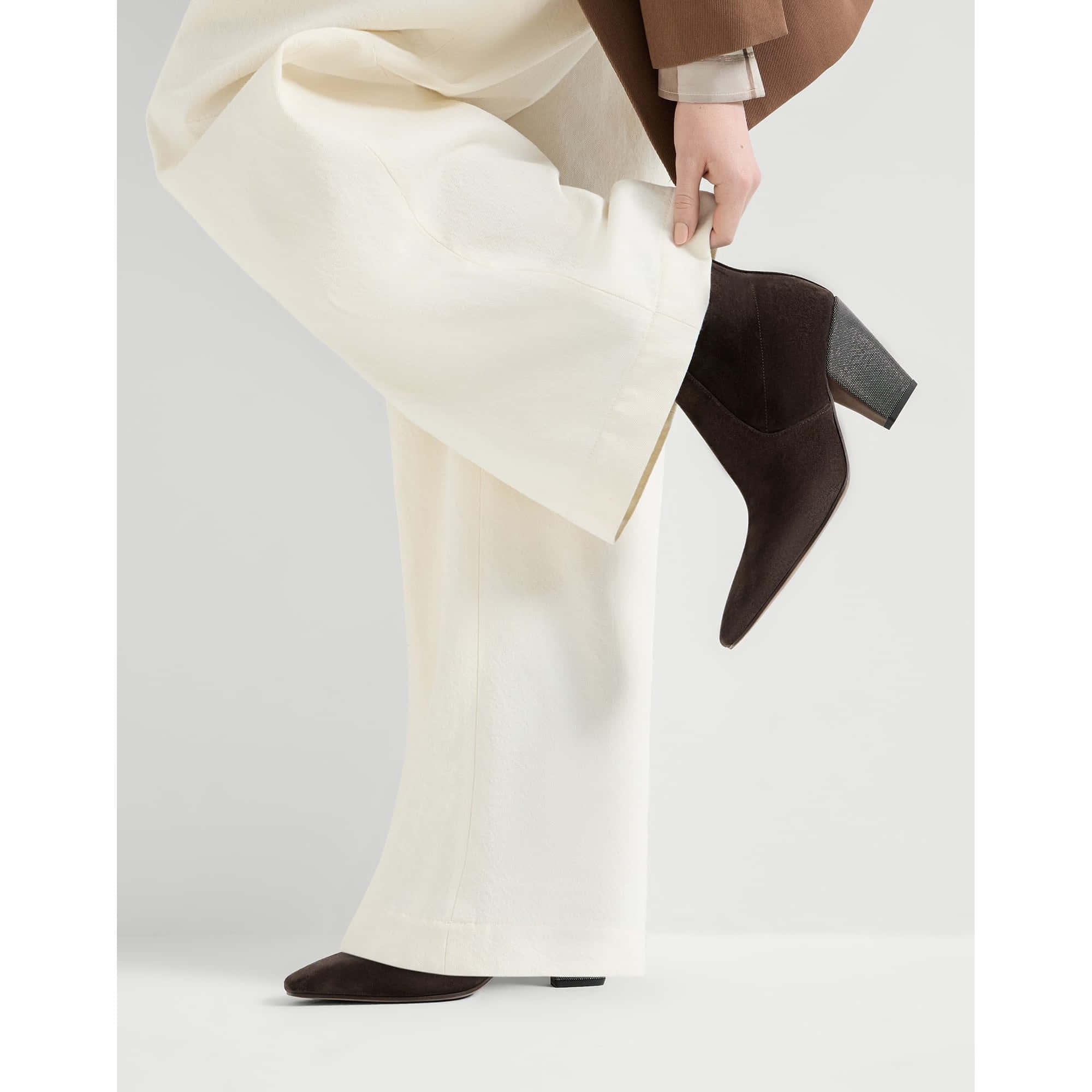 Brunello Cucinelli Suede Ankle Boots With Precious Heel