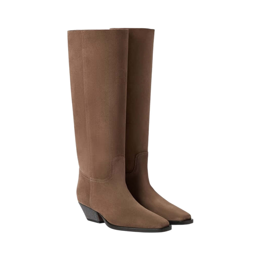 Brunello Cucinelli Suede Boots With Precious Heel