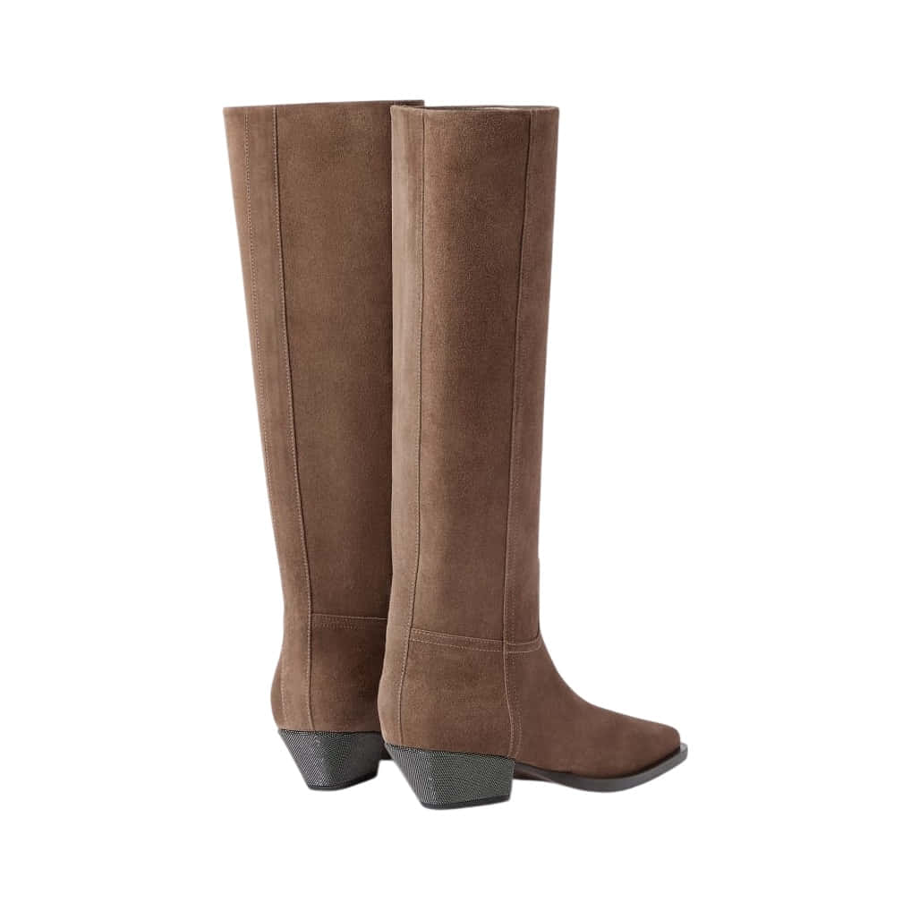 Brunello Cucinelli Suede Boots With Precious Heel