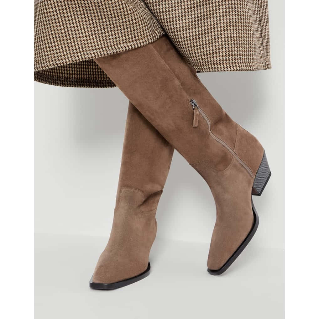 Brunello Cucinelli Suede Boots With Precious Heel