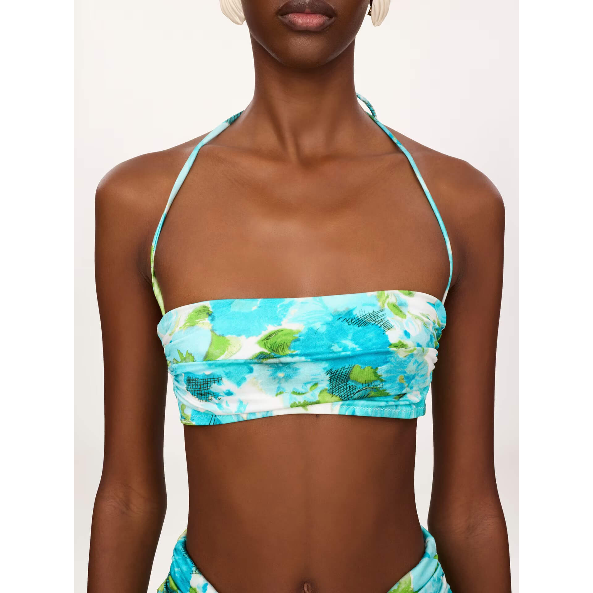 Chloé Aqua Flower-print Halterneck Bikini Top