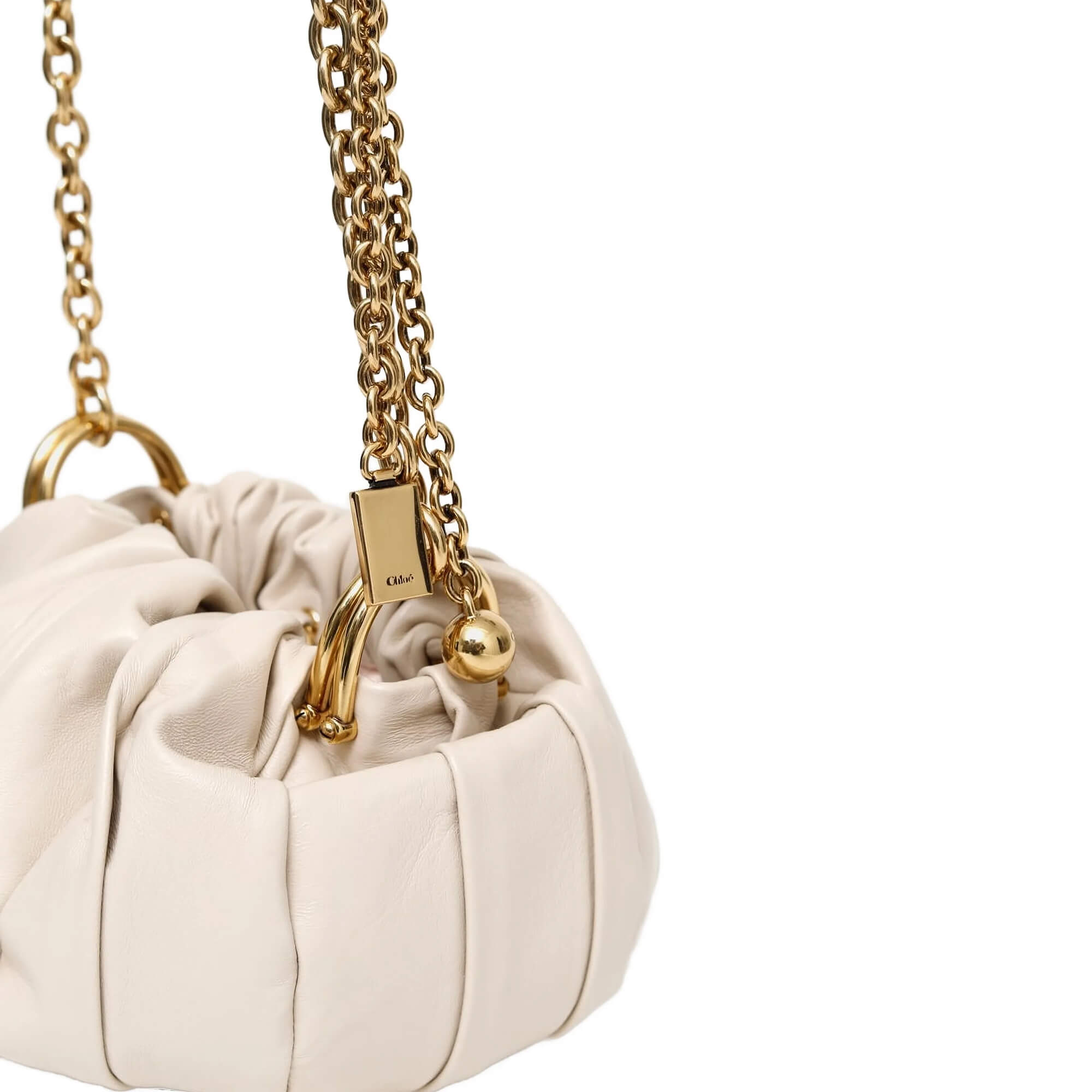 Chloé Plissé Shoulder Bag With Chain In Pleated Leather