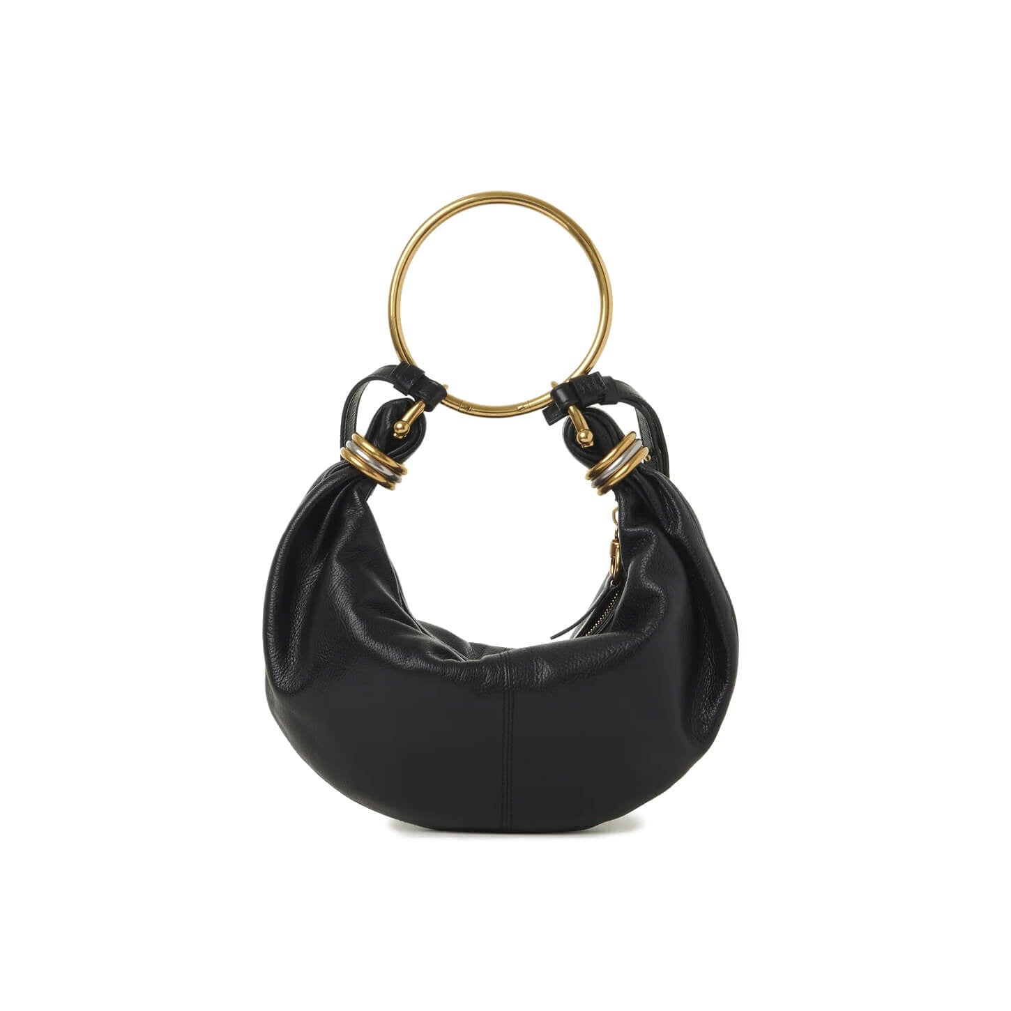 Chloé Small Bracelet Hobo Bag in Black Grained Leather