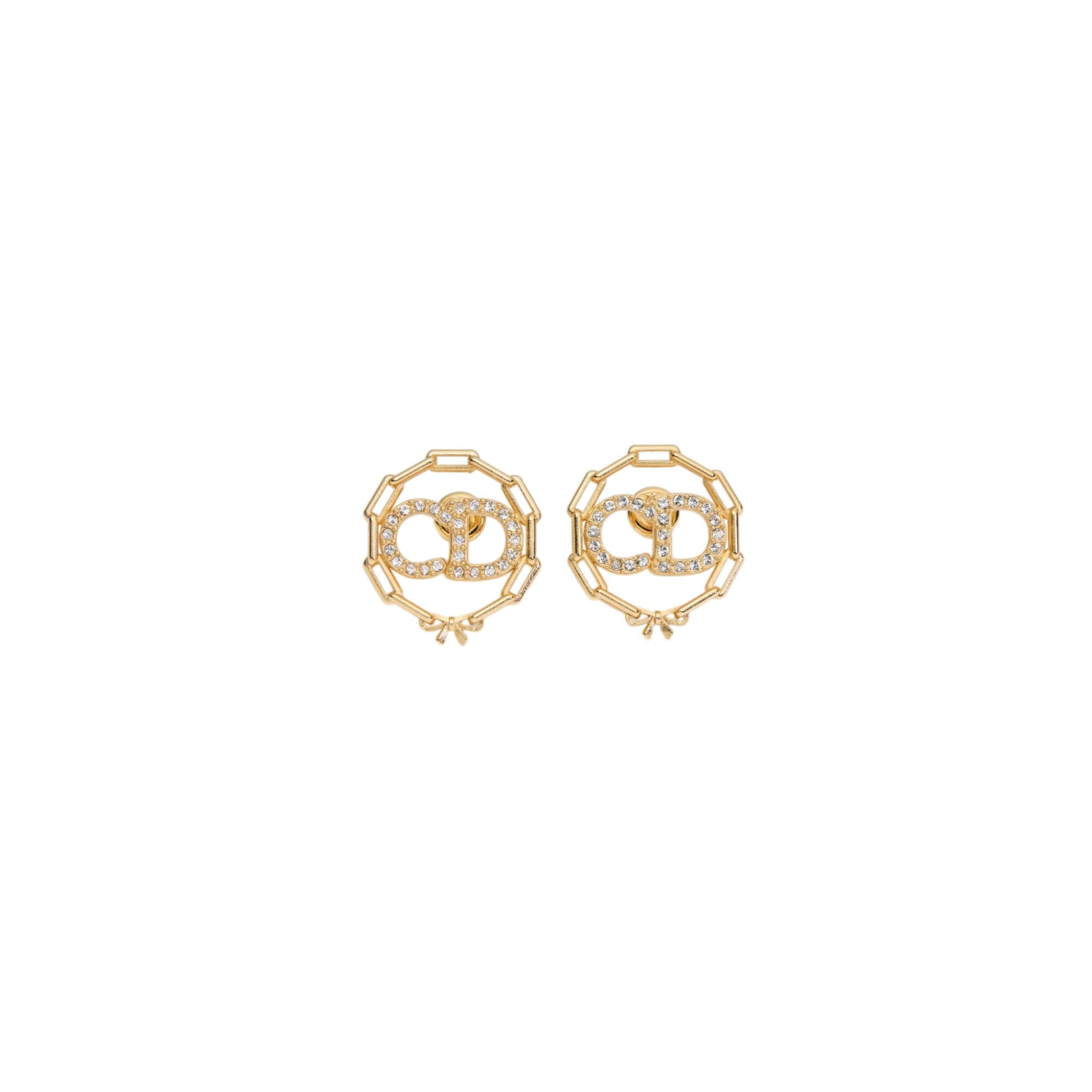 Dior CD Circle Chain Stud Earrings