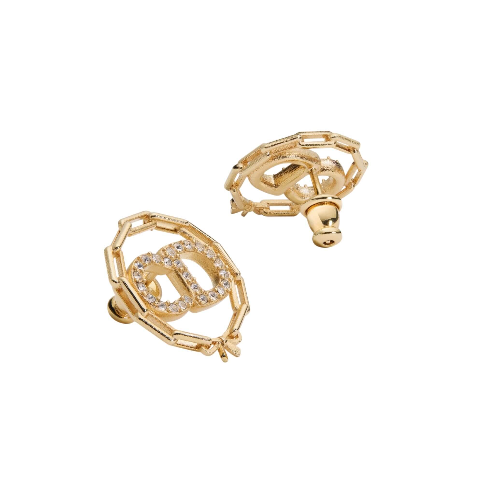 Dior CD Circle Chain Stud Earrings