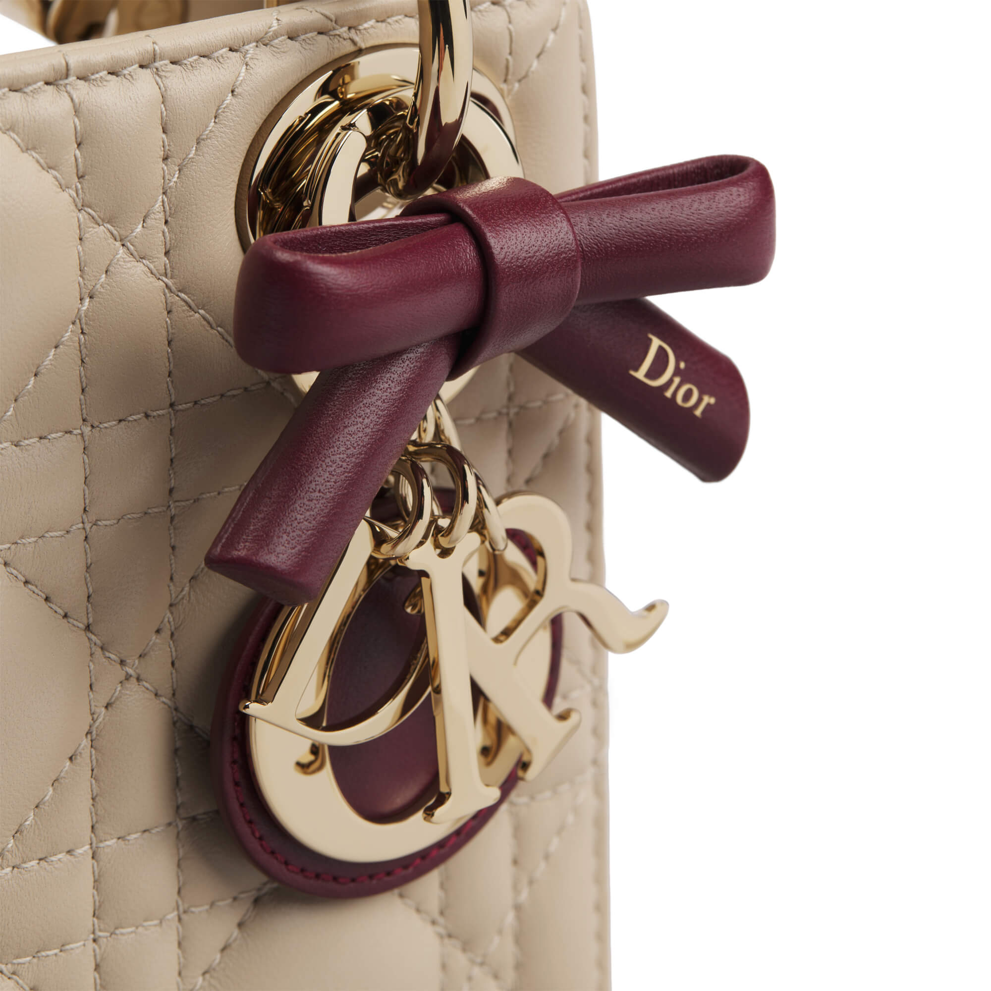 Dior Or Mini Lady Dior Bag With Chain