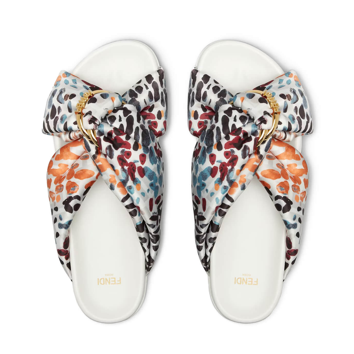 Fendi Feel Multicolor Satin Slides