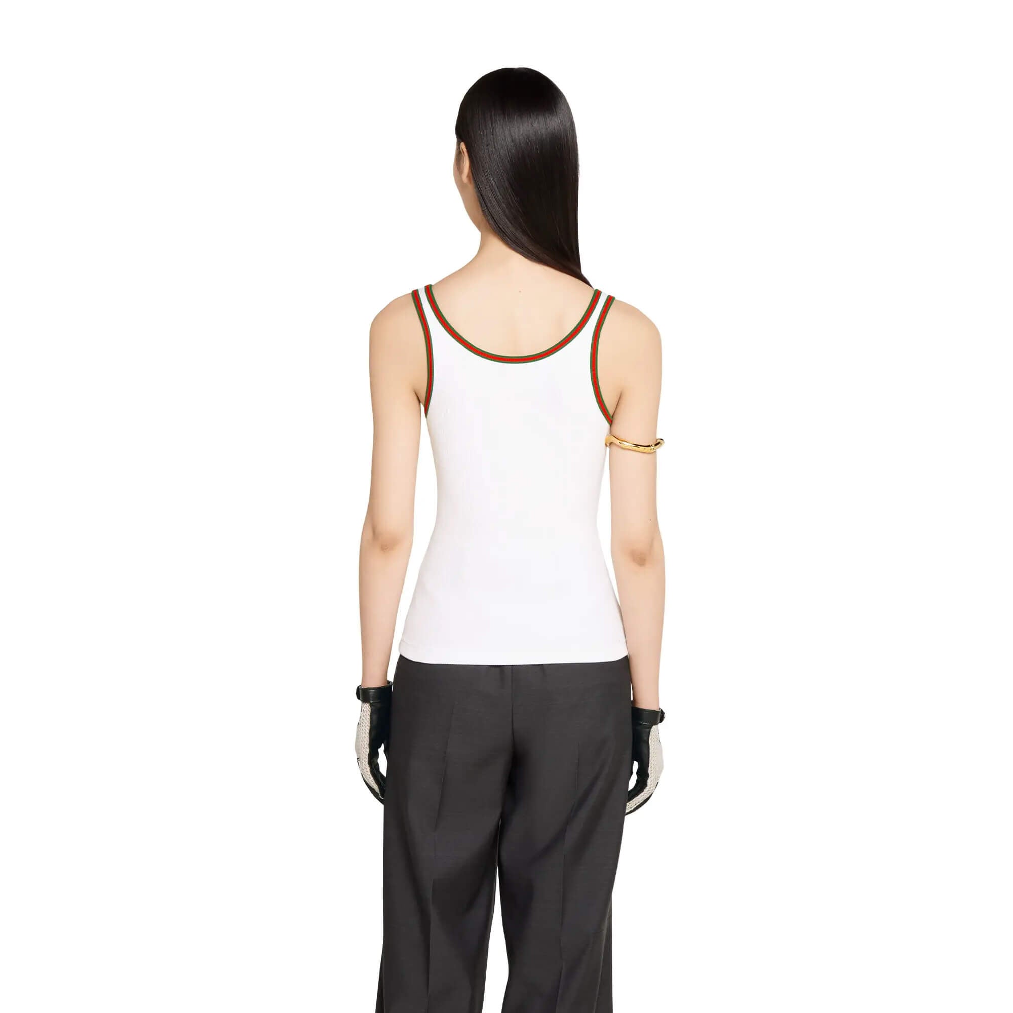 Gucci Cotton Rib Tank Top With Web
