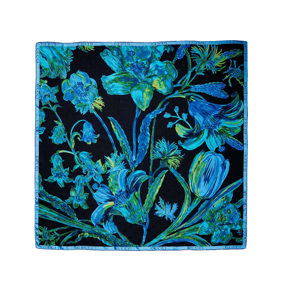 Gucci Floral Double G Silk Twill Carré