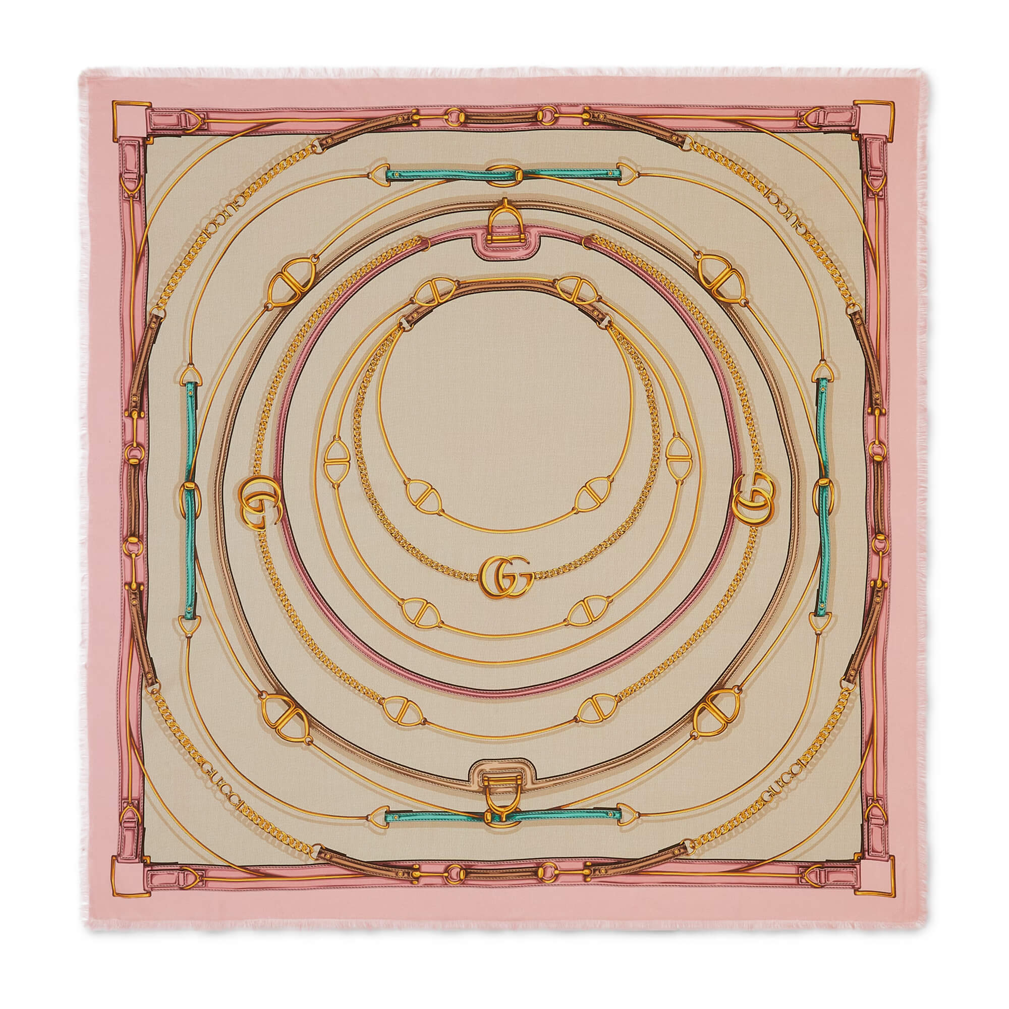 Gucci GG Belt Print Cashmere Silk Shawl
