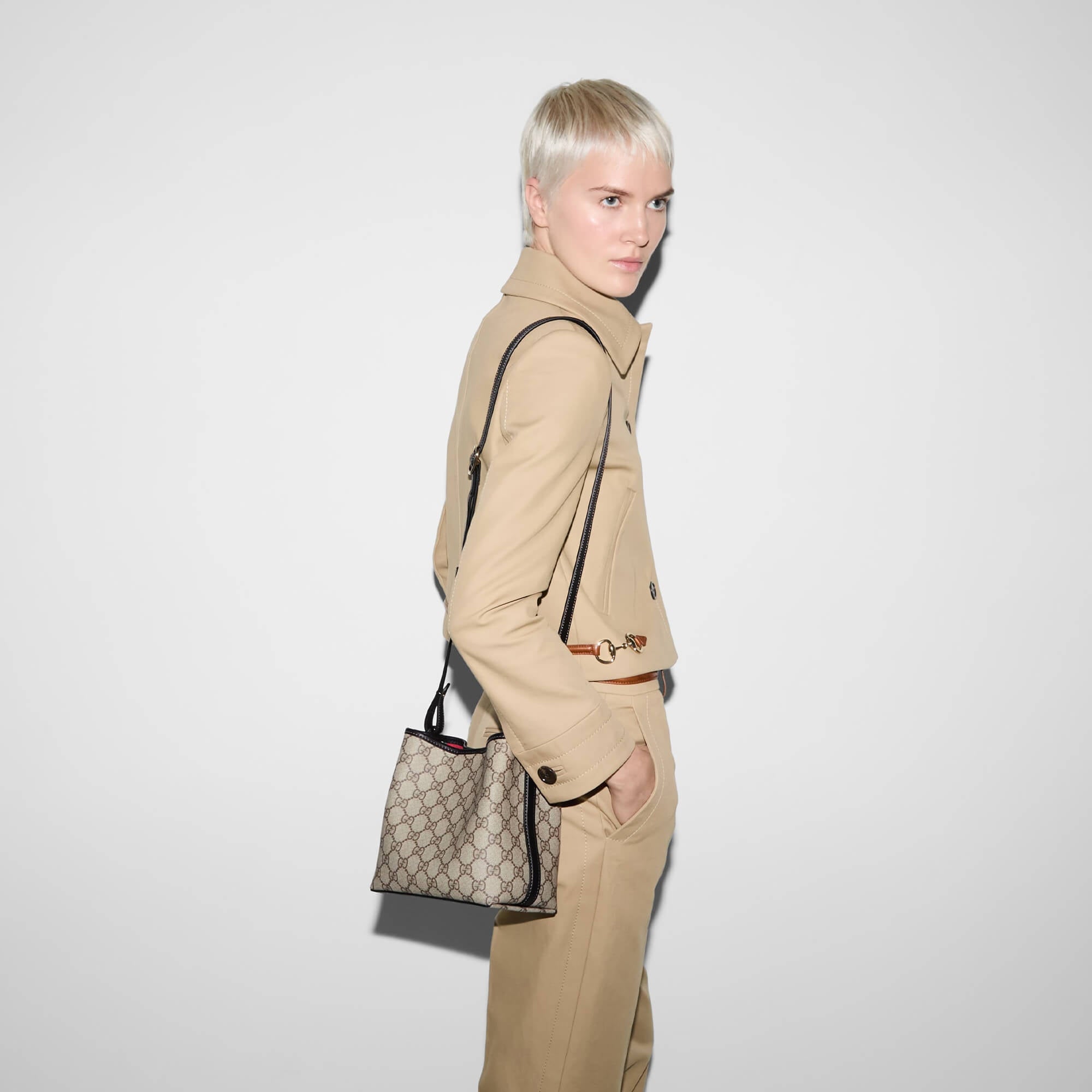Gucci GG Emblem Small Bucket Bag