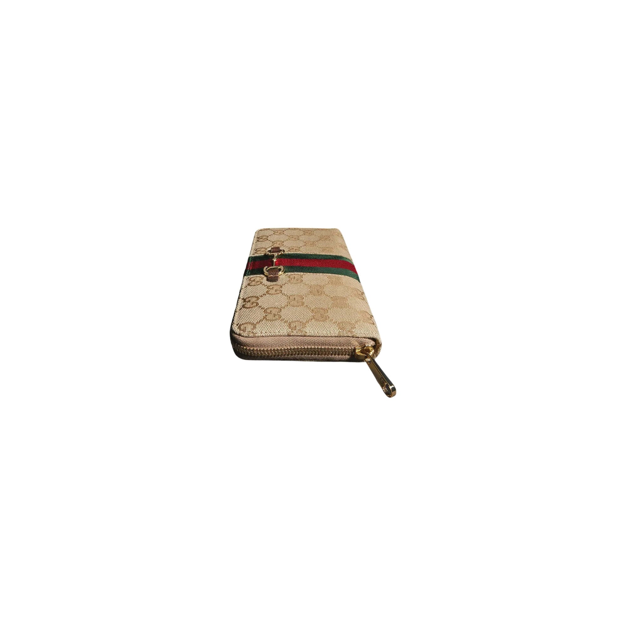 Gucci Horsebit Web Zip Around Wallet