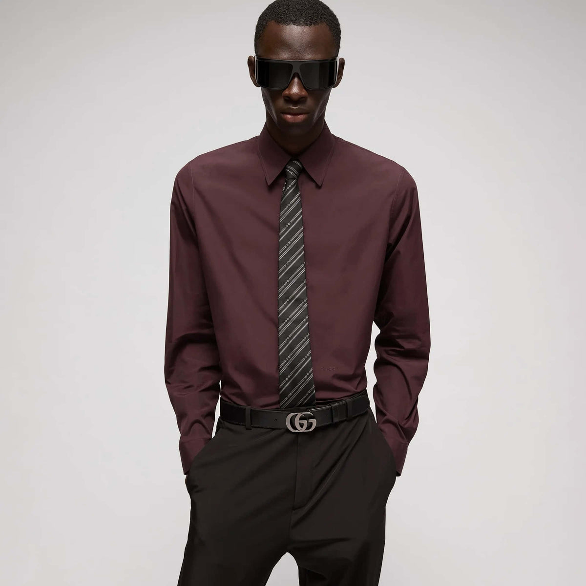 Gucci Interlocking G Horsebit Belt Silk Tie