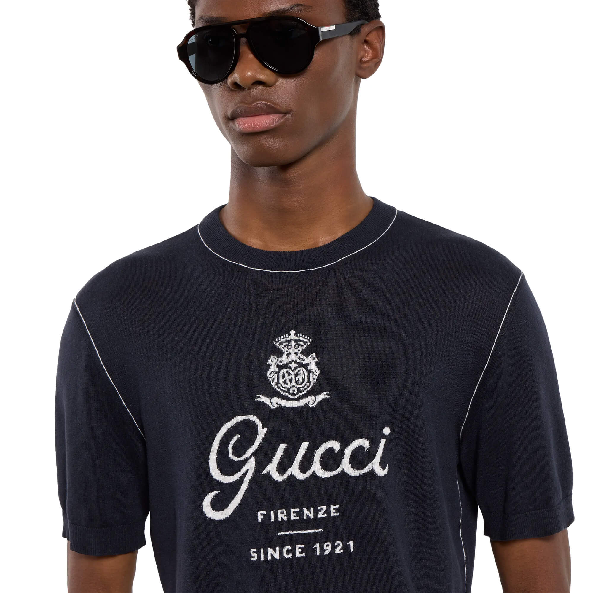 Gucci Knit Silk Linen T-shirt With Intarsia