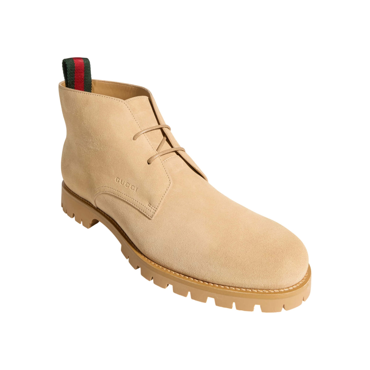 Gucci Men's Lace-up Ankle Boots With Web Stripe