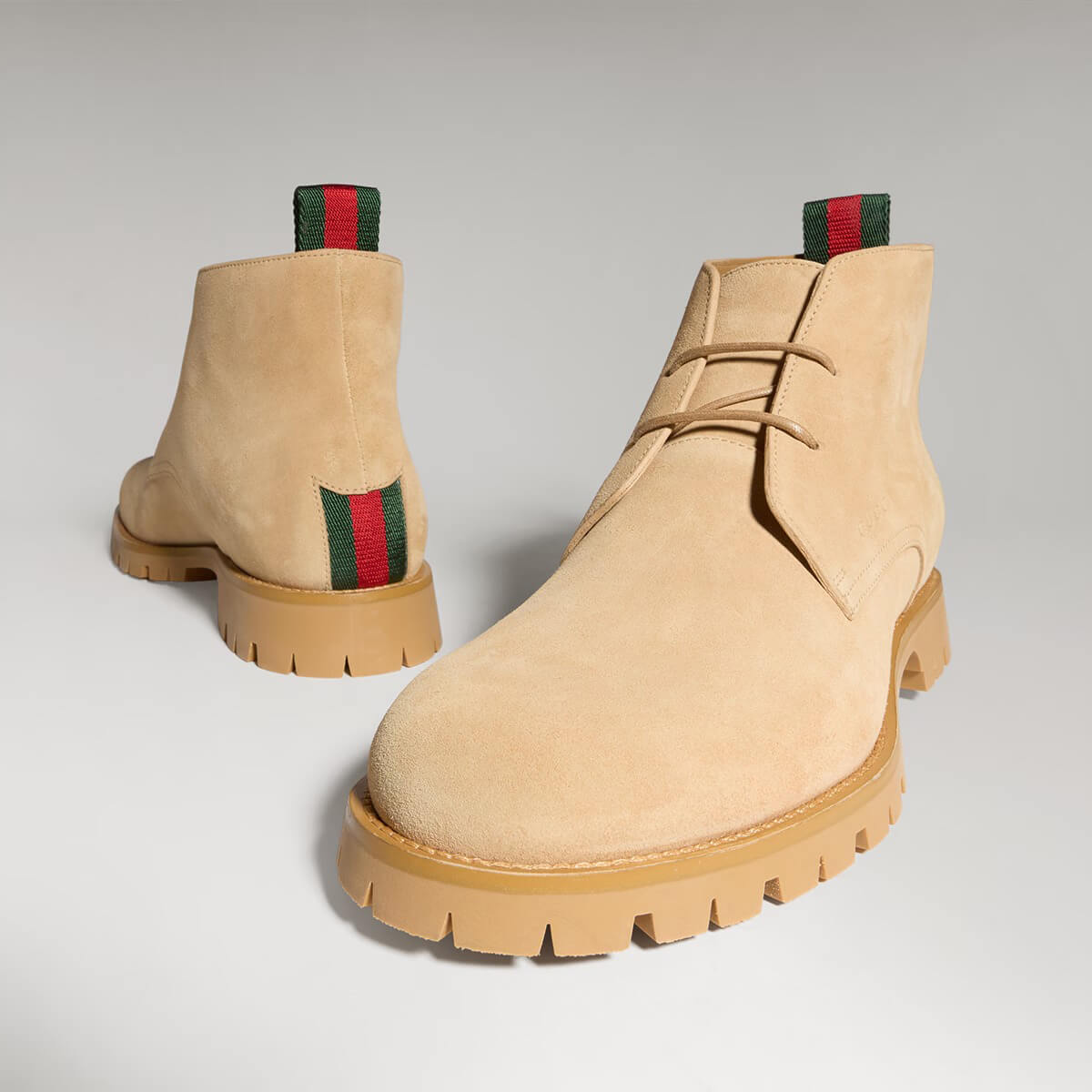 Gucci Men's Lace-up Ankle Boots With Web Stripe
