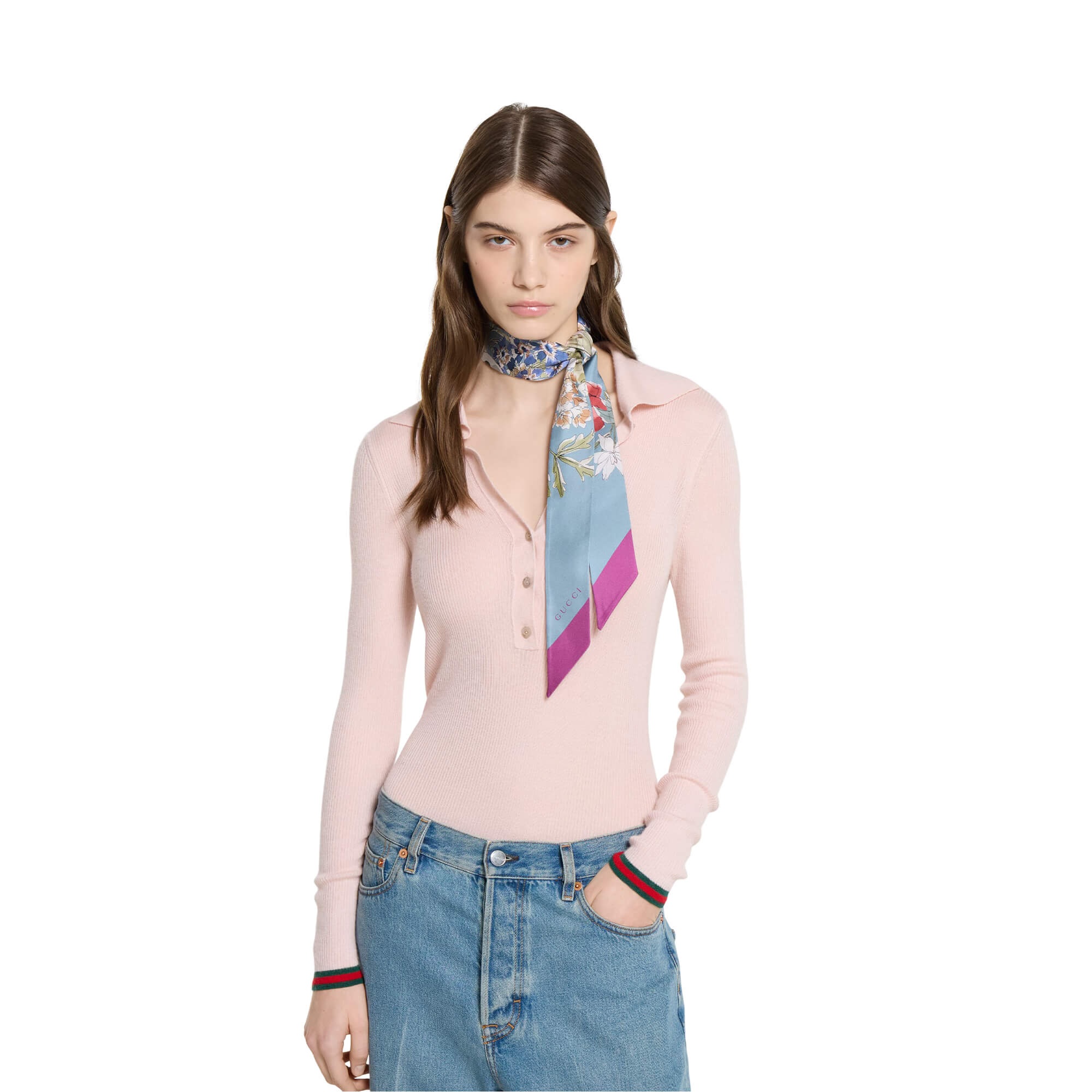 Gucci Printed Silk Twill Neck Bow