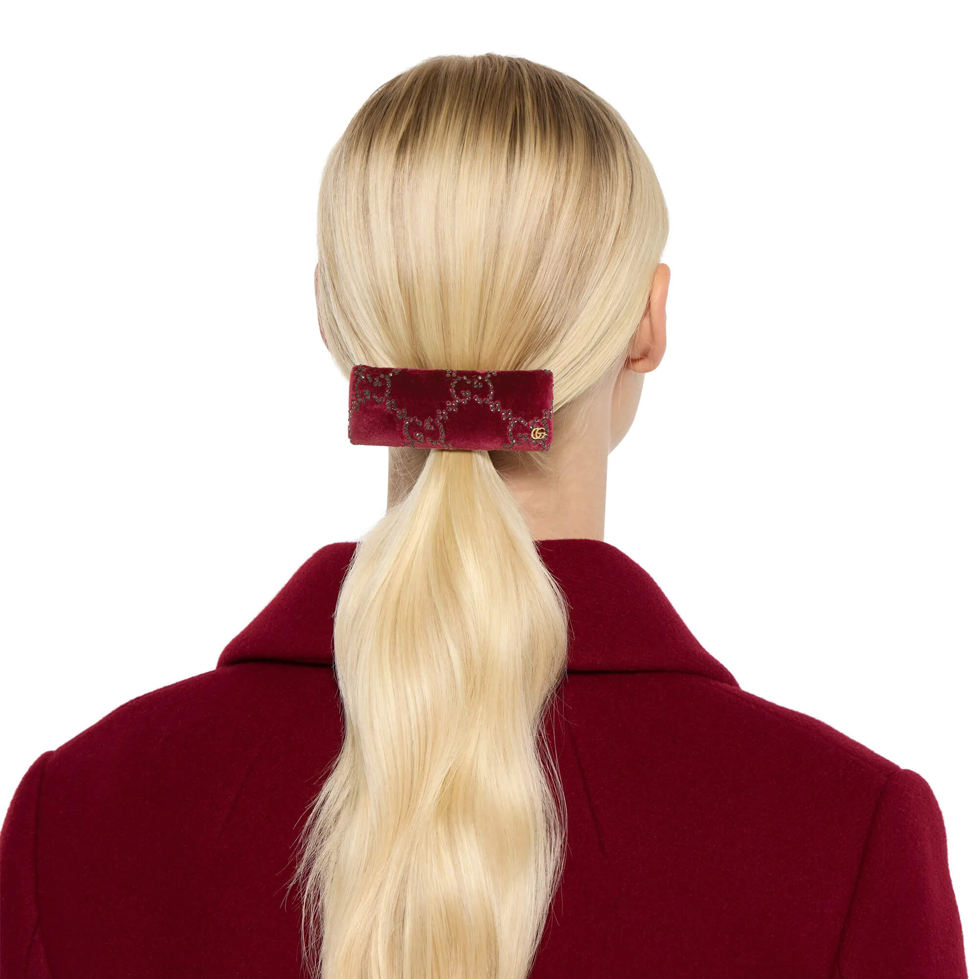 Gucci Soft Velvet Hair Clip With Crystals