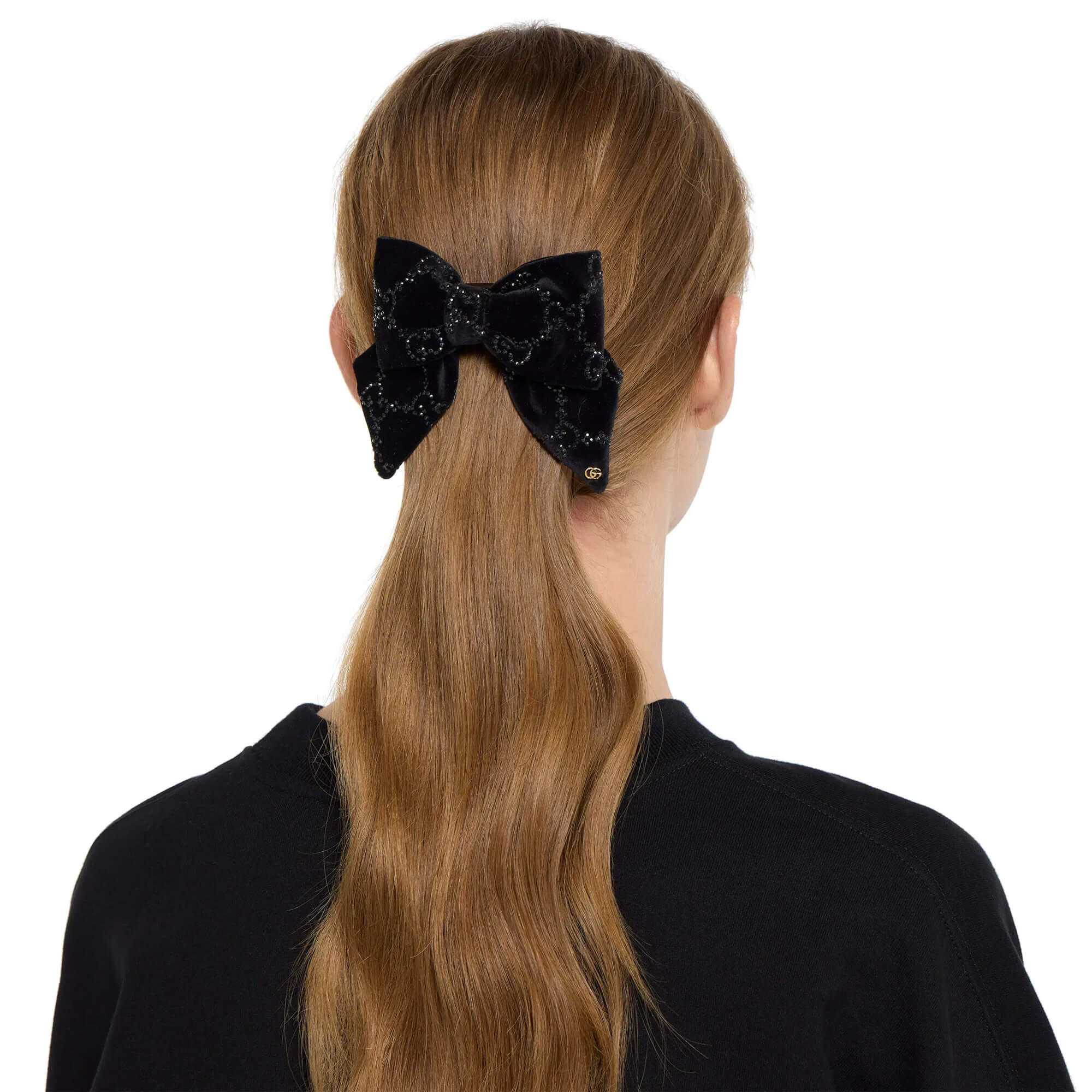 Gucci Soft Velvet Hair Slide With Crystals