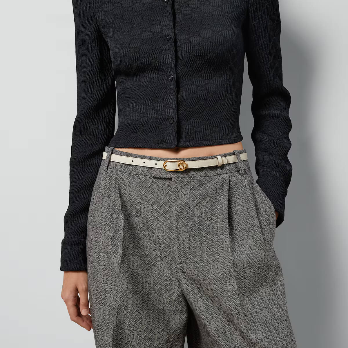 Gucci Thin Belt With Round Interlocking G