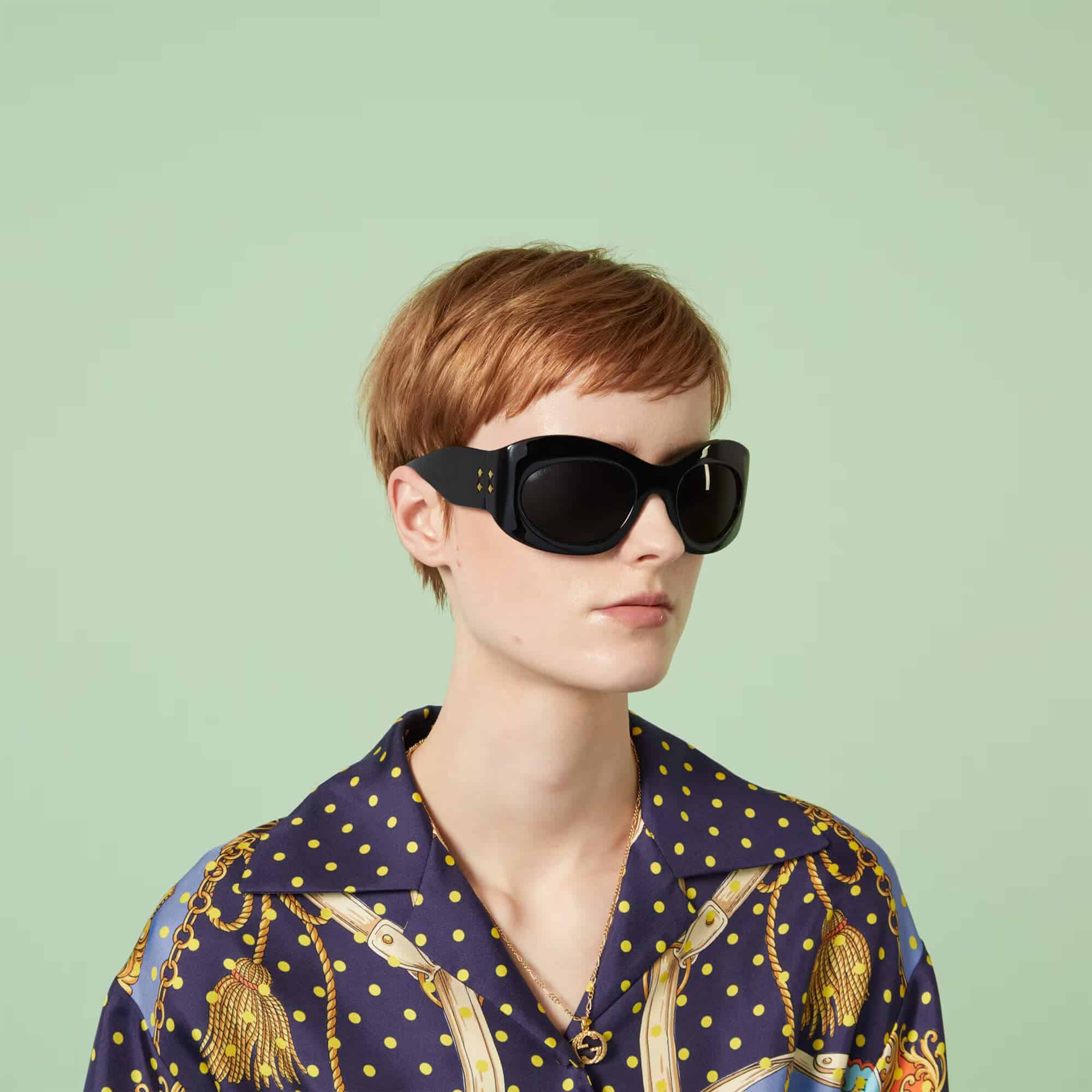 Gucci Wrapped Oval Frame Sunglasses