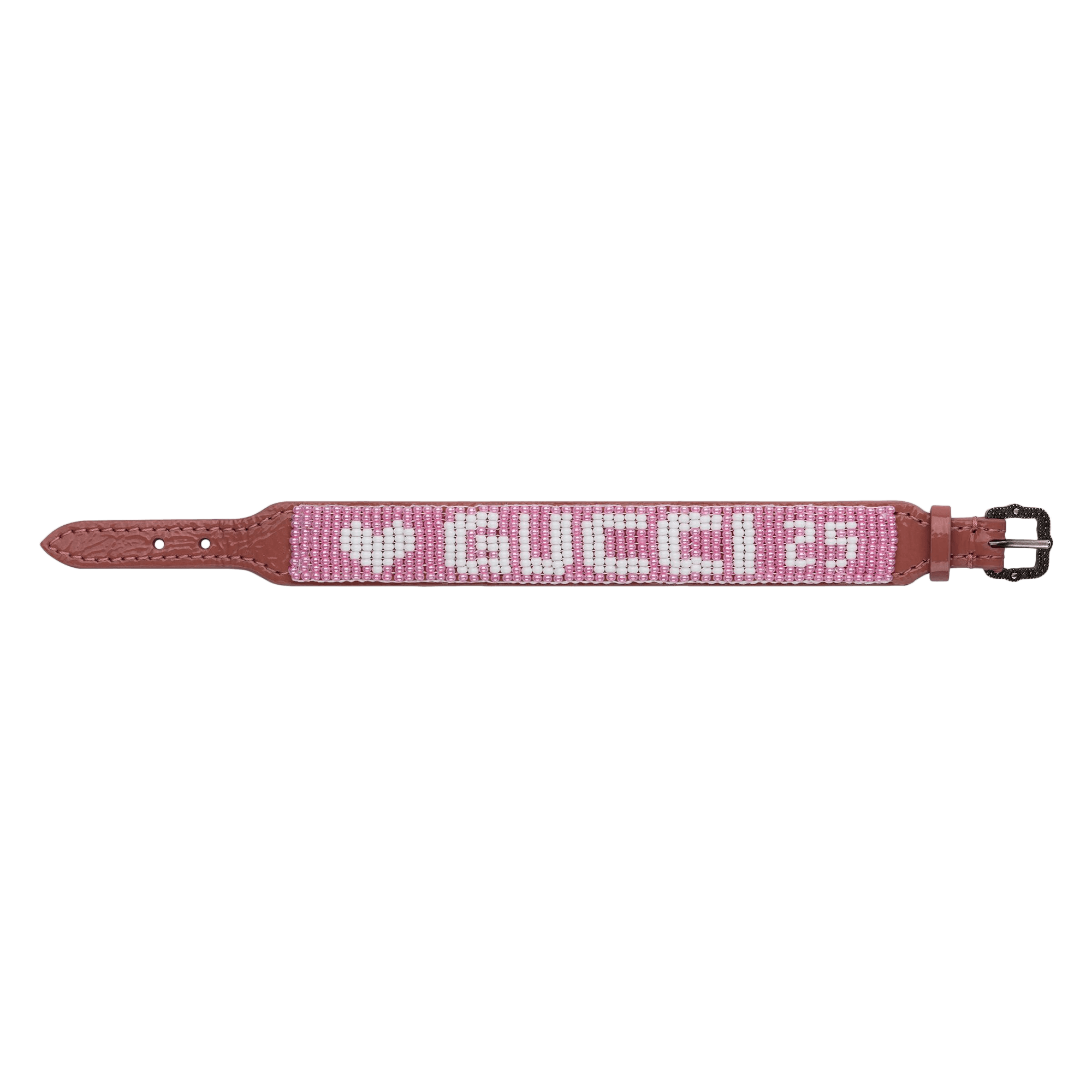 Gucci Leather Beaded 'Gucci' Bracelet pink