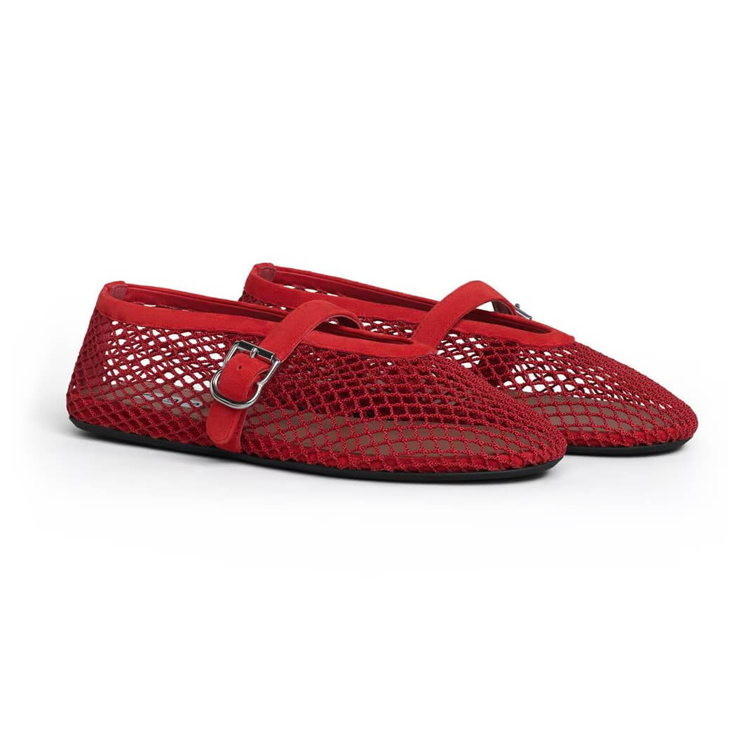 Alaïa Ballet Flats In Strass Fishnet And Suede