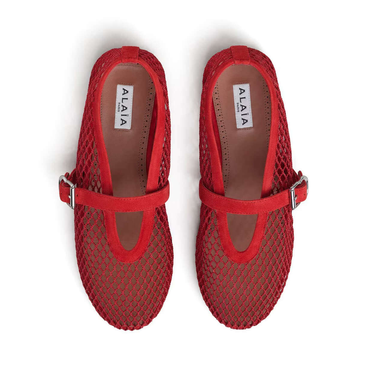 Alaïa Ballet Flats In Strass Fishnet And Suede