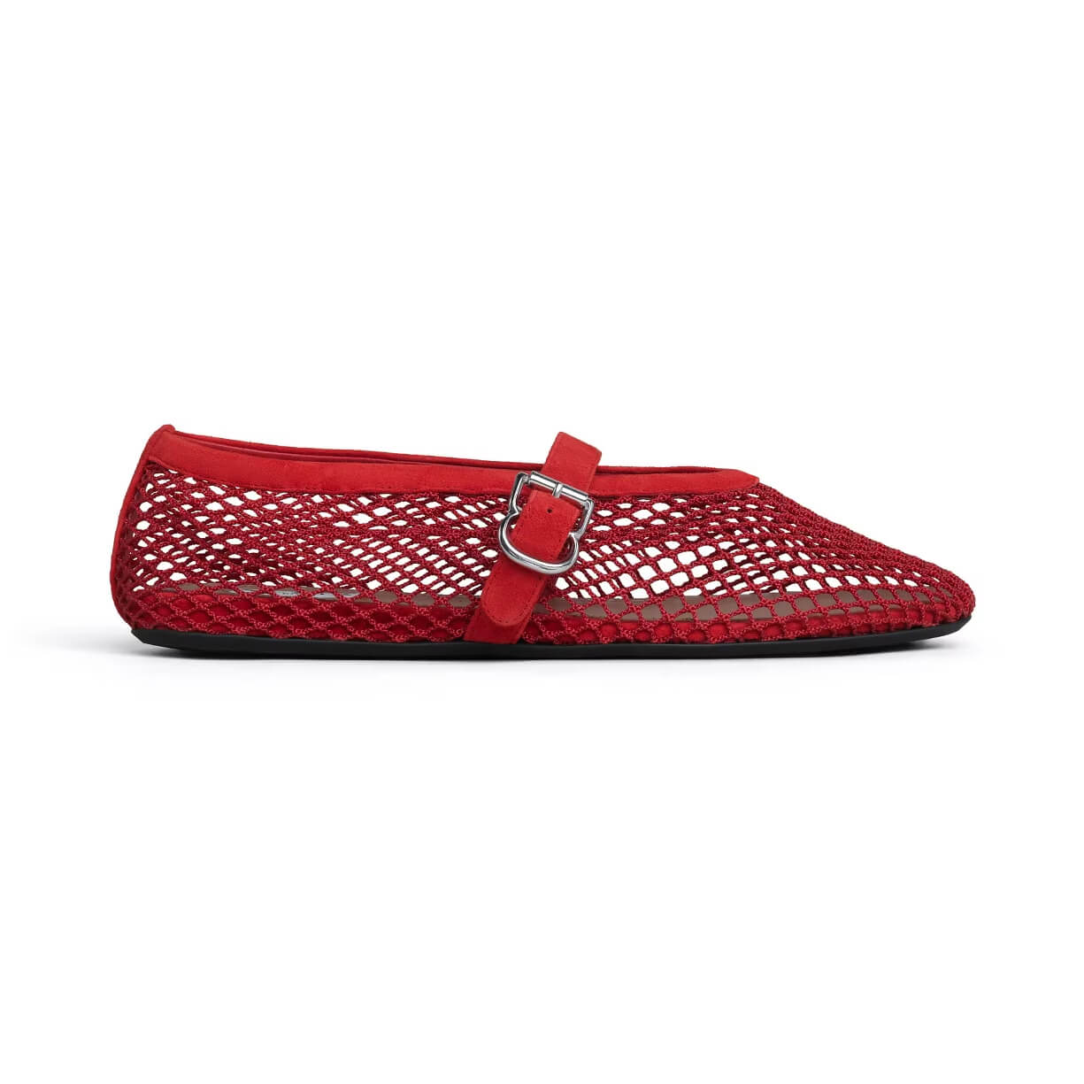 Alaïa Ballet Flats In Strass Fishnet And Suede