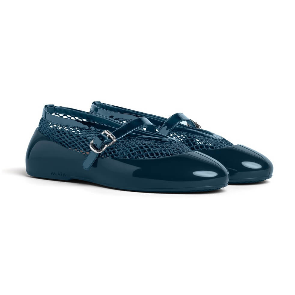 Alaïa Ballet Flats In Fishnet & Rubber Overshoes