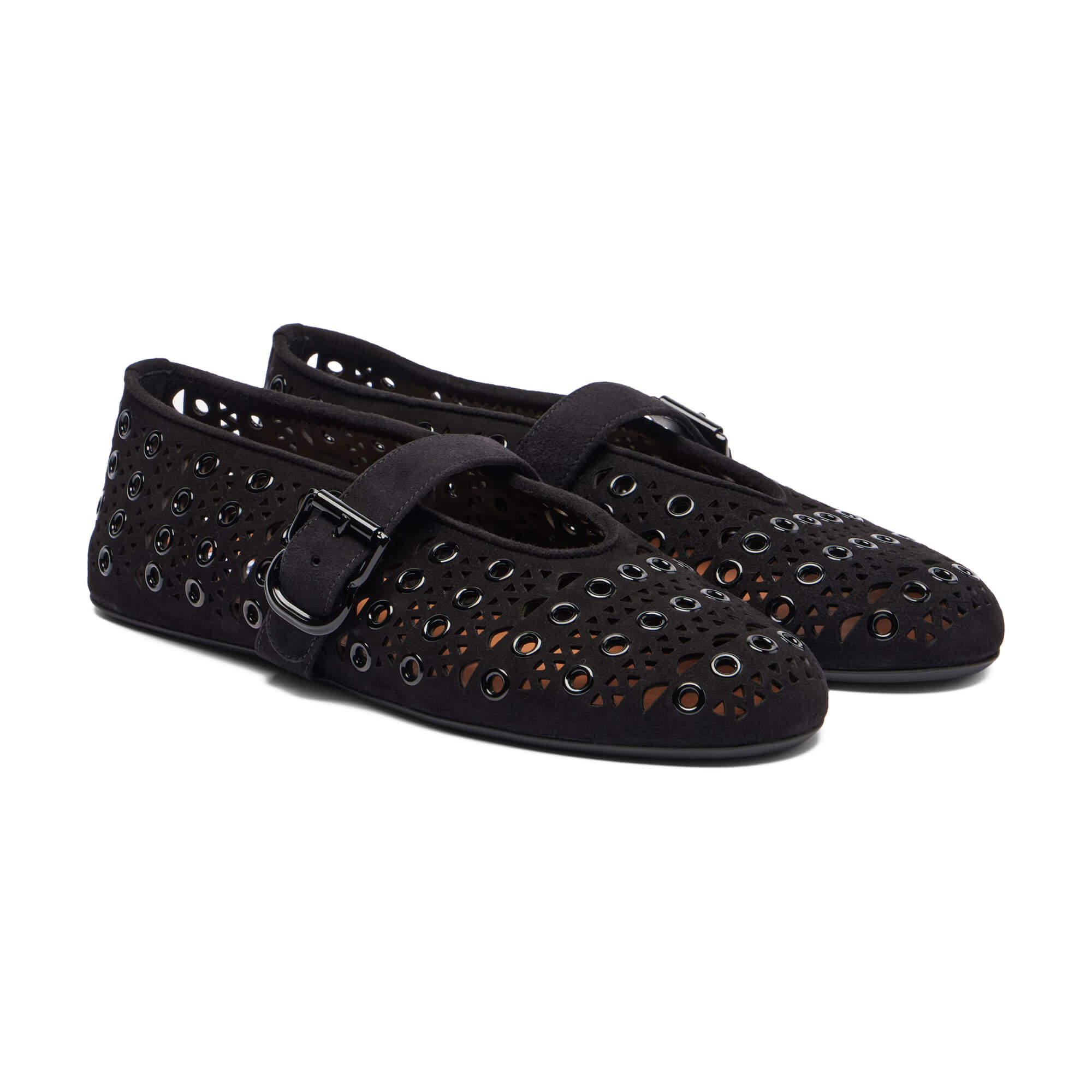 Alaïa Ballet Flats In Vienne Suede With Eyelets