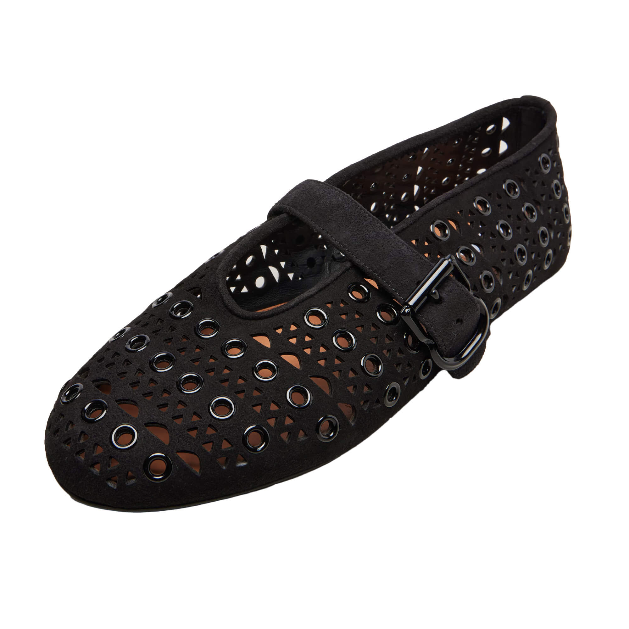 Alaïa Ballet Flats In Vienne Suede With Eyelets