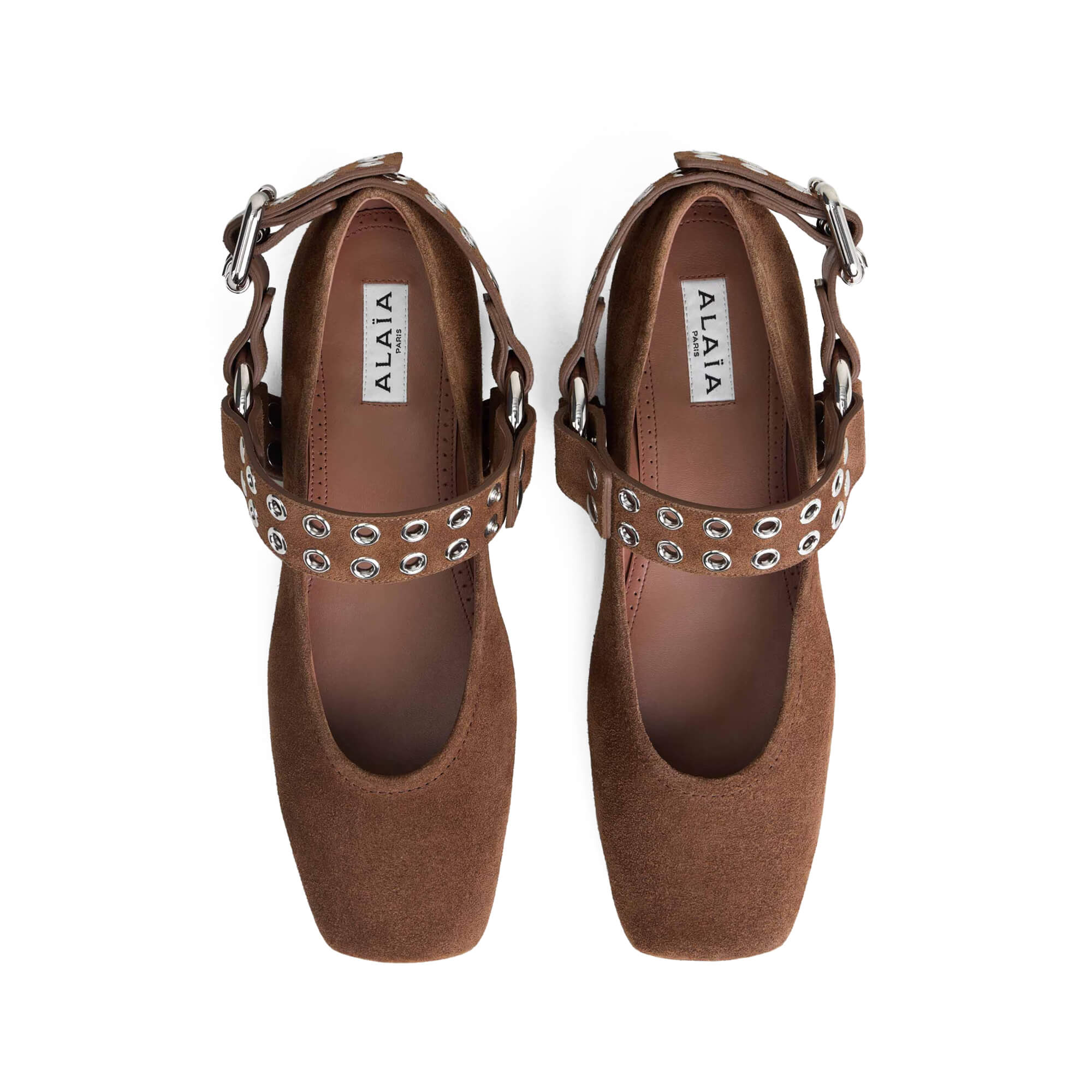 Alaïa Biker Ballet Flats In Suede
