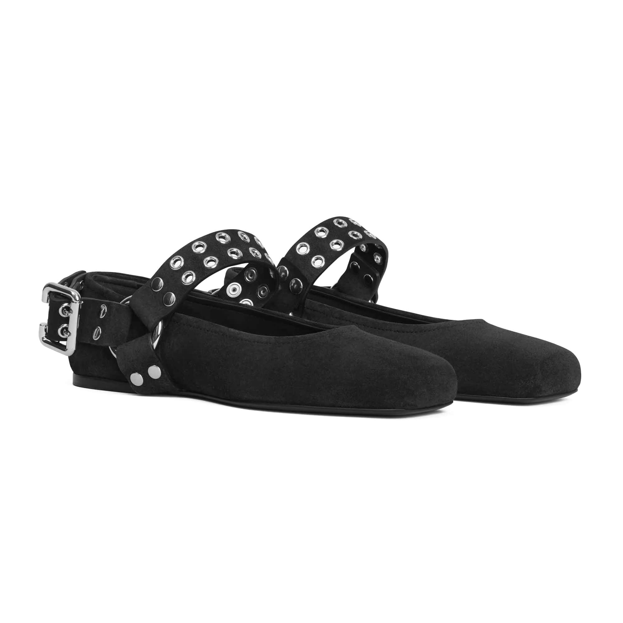 Alaïa Biker Ballet Flats In Suede