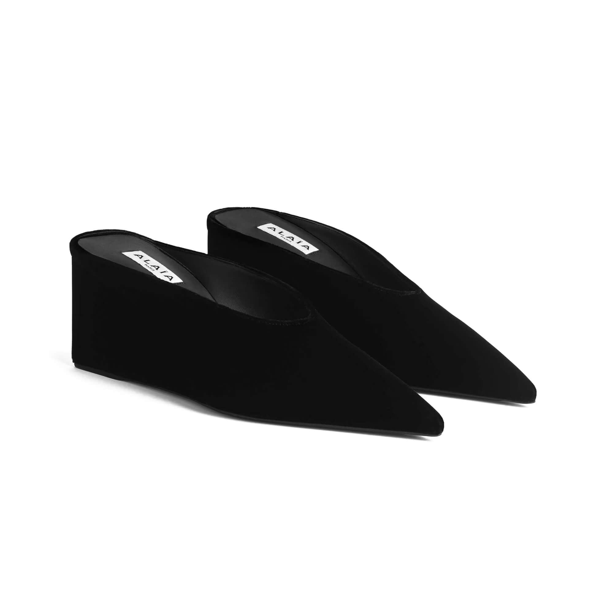 Alaïa Cube Wedge Mules In Velvet