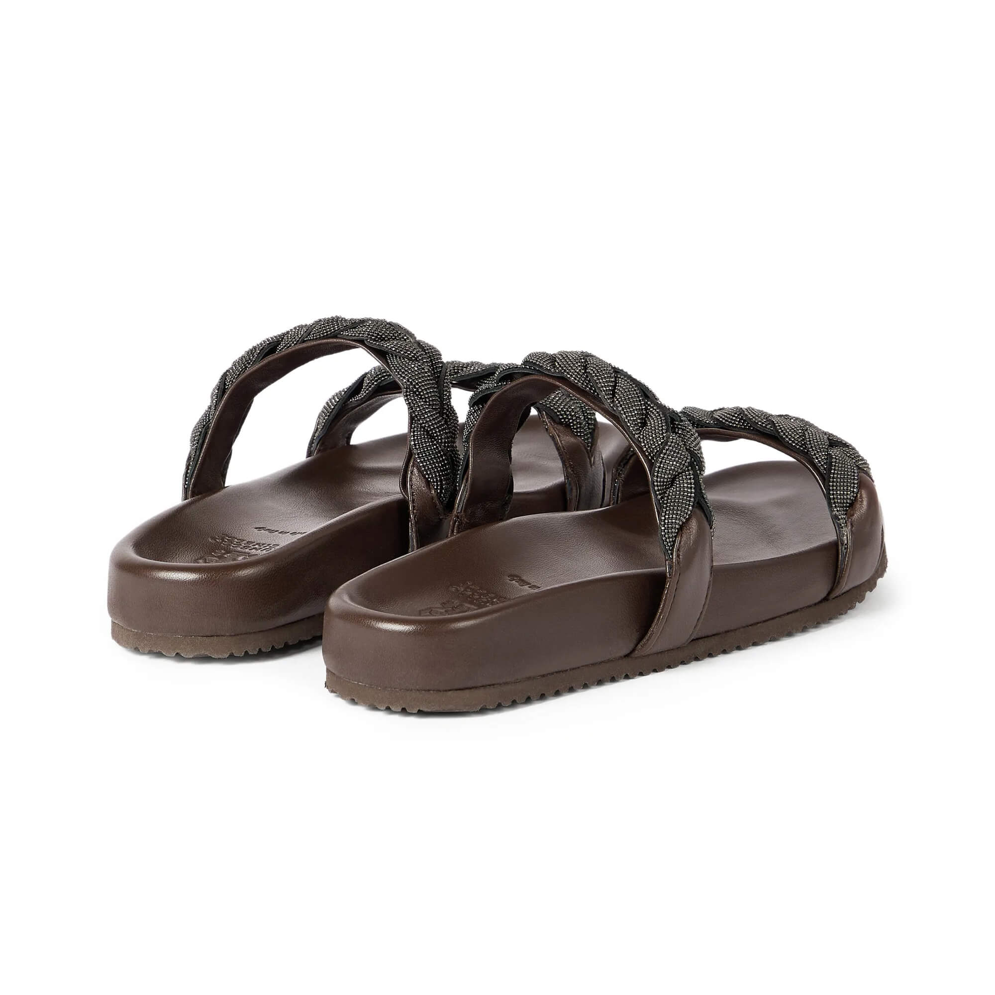 Brunello Cucinelli Leather Sandals With Precious Braided Straps