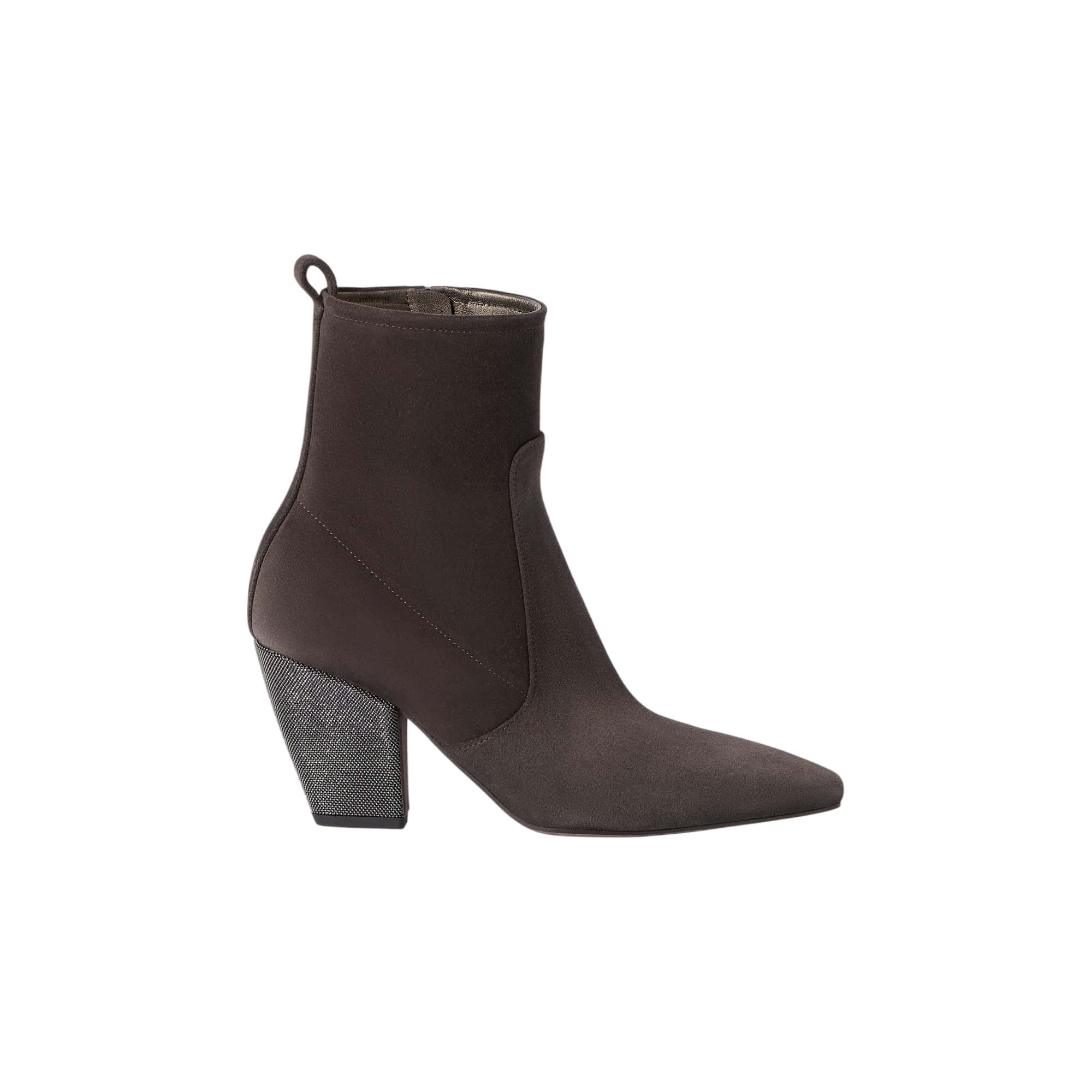Brunello Cucinelli Suede Ankle Boots With Precious Heel