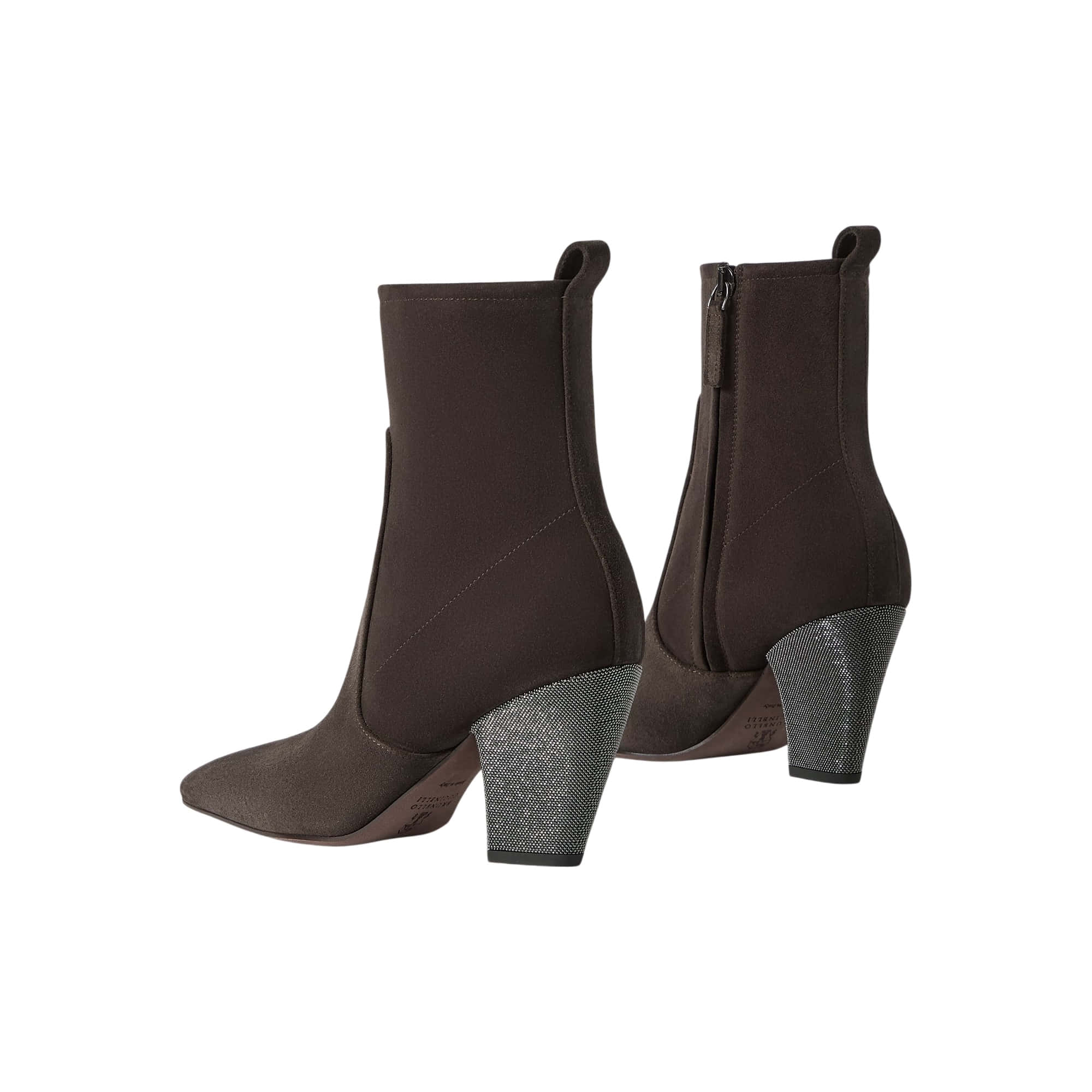Brunello Cucinelli Suede Ankle Boots With Precious Heel
