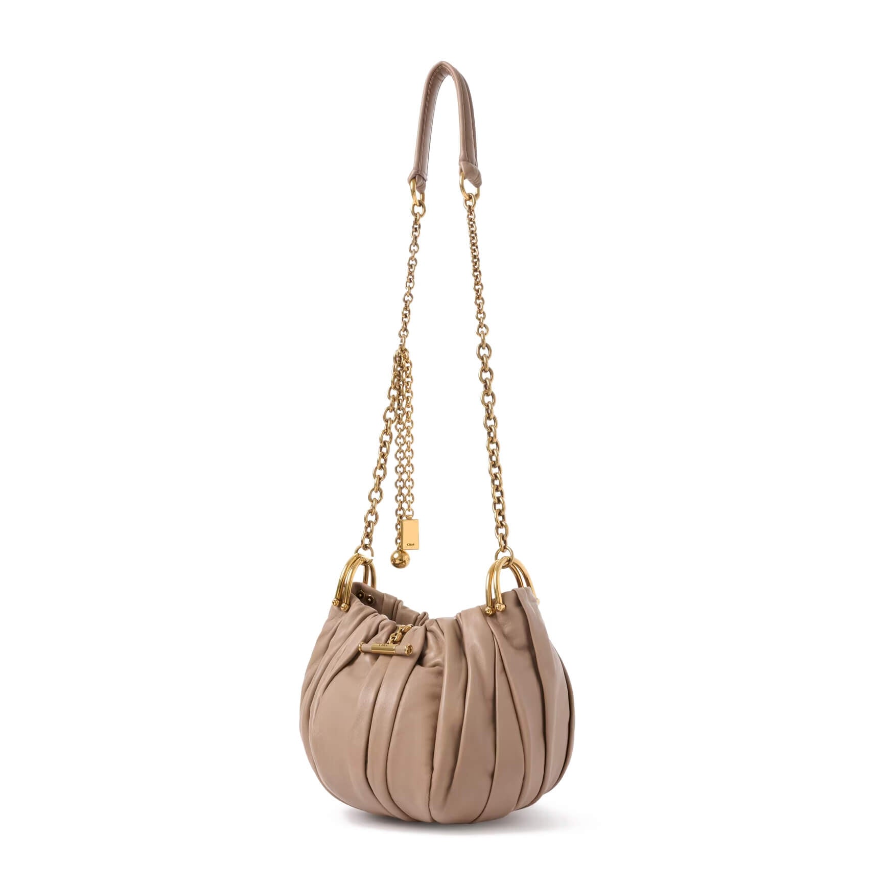 Chloé Plissé Shoulder Bag With Chain In Pleated Leather
